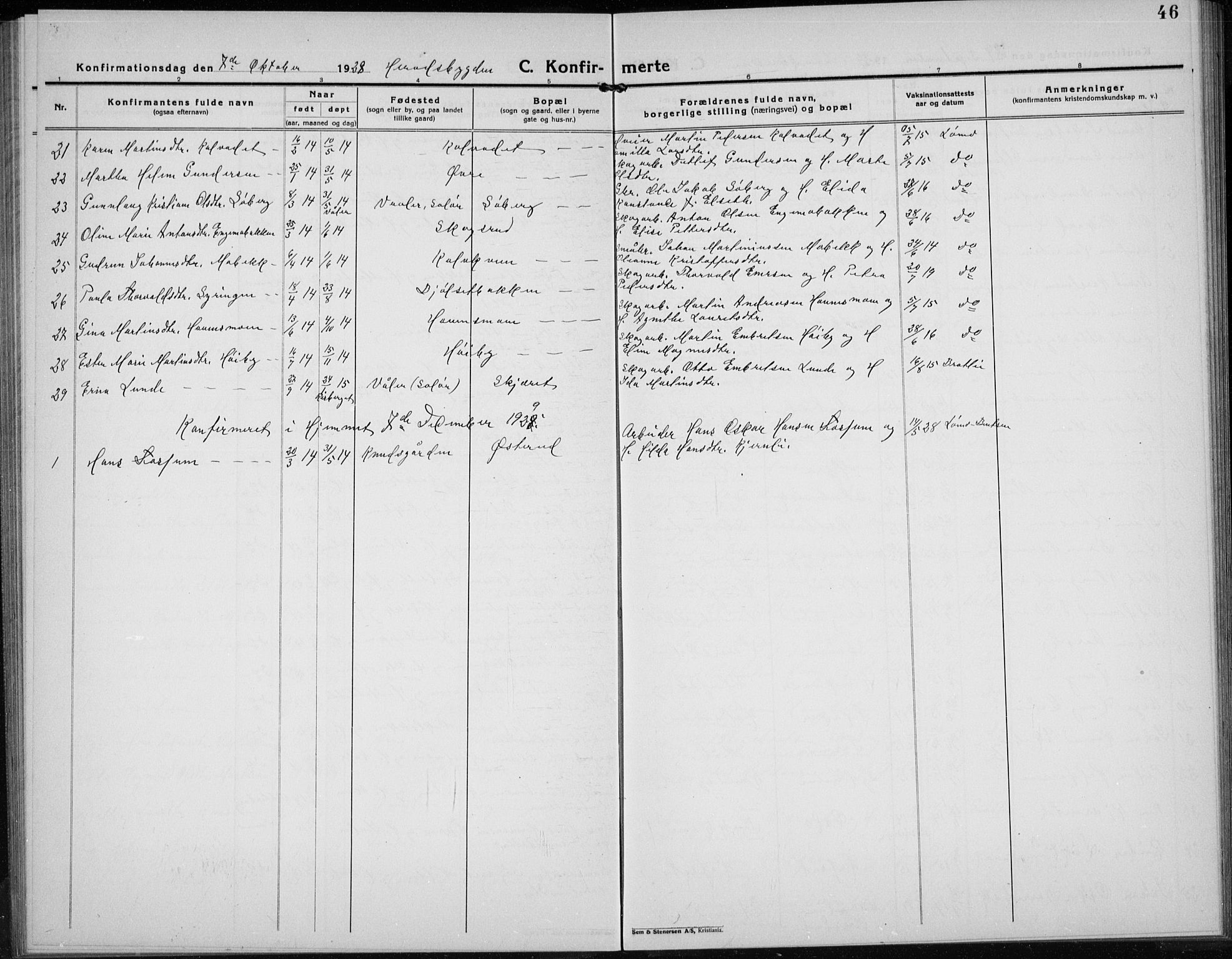 Elverum prestekontor, AV/SAH-PREST-044/H/Ha/Hab/L0032: Klokkerbok nr. 32, 1922-1936, s. 46