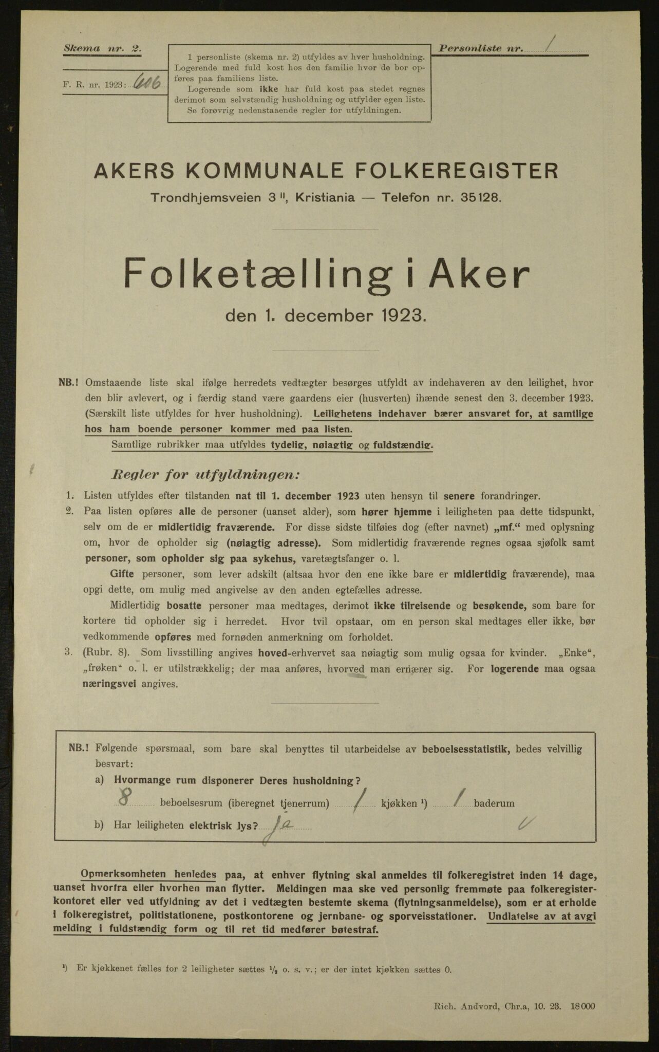 , Kommunal folketelling 1.12.1923 for Aker, 1923, s. 3550