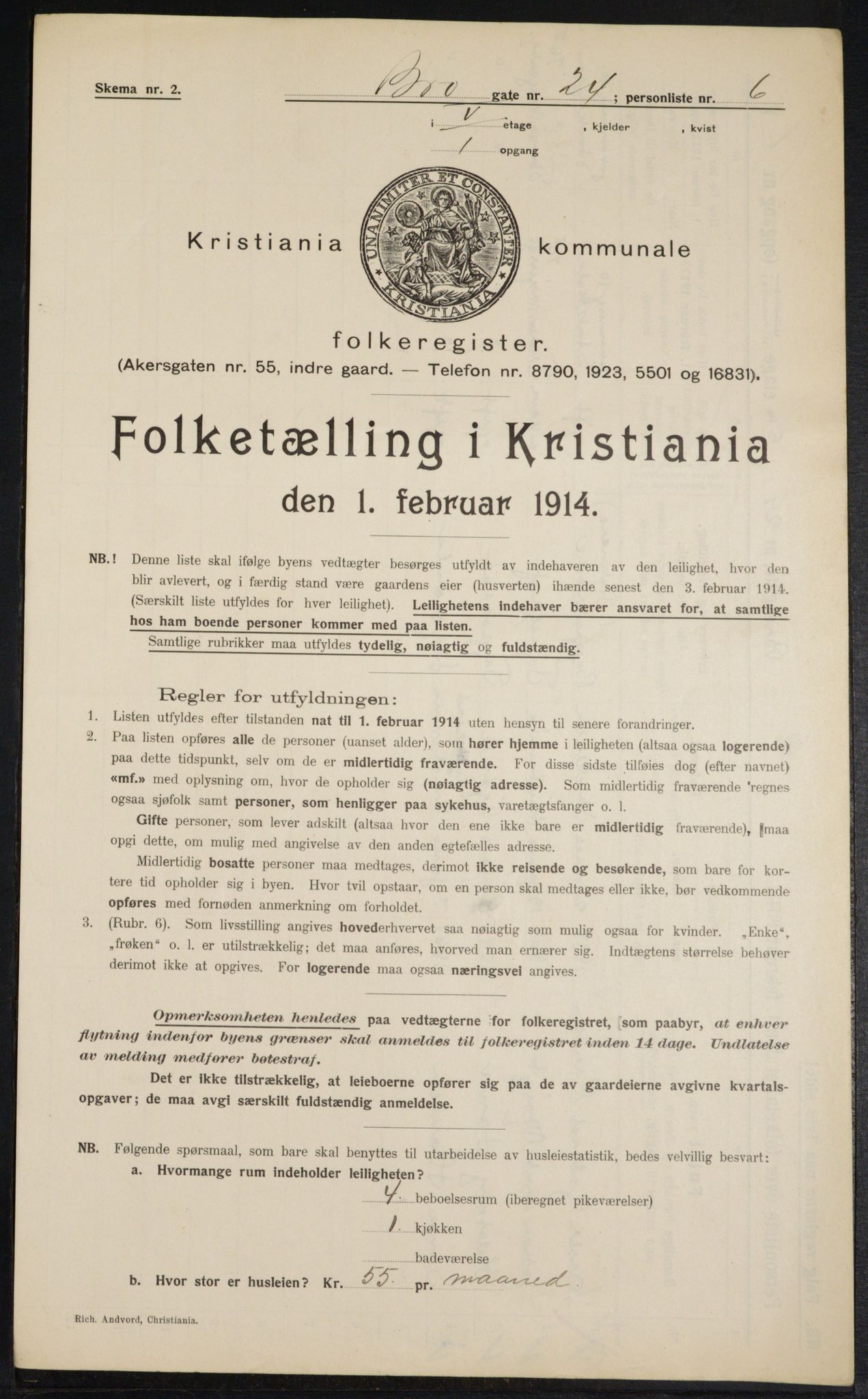 OBA, Kommunal folketelling 1.2.1914 for Kristiania, 1914, s. 9991