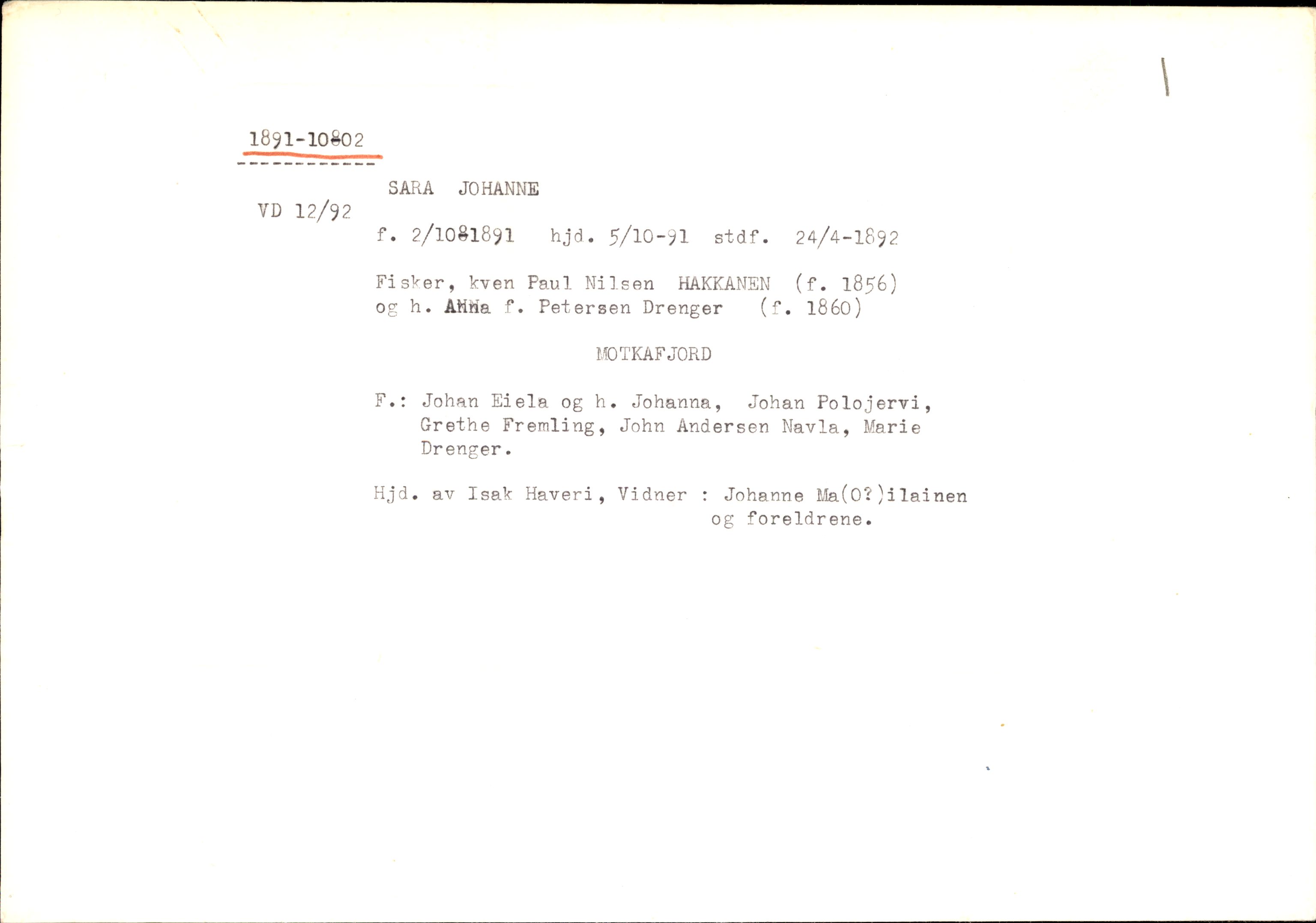 Ola Sæthers samling, AIN/A-12/118/F/L0001: Register fra Vardø kirkebøker: Utflyttet, døpte, konfirmerte., 1876-1906