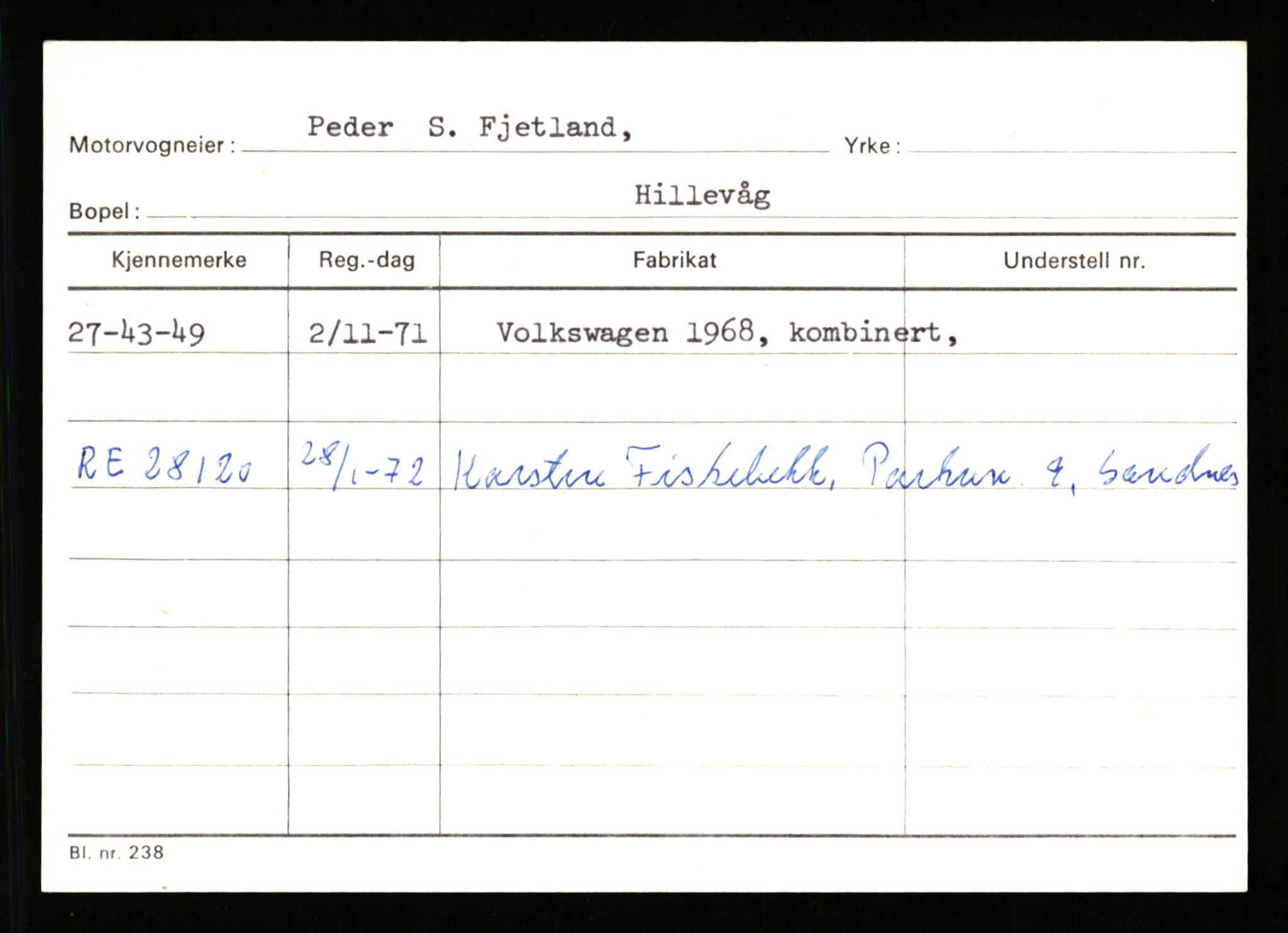 Stavanger trafikkstasjon, SAST/A-101942/0/G/L0011: Registreringsnummer: 240000 - 363477, 1930-1971, s. 1049