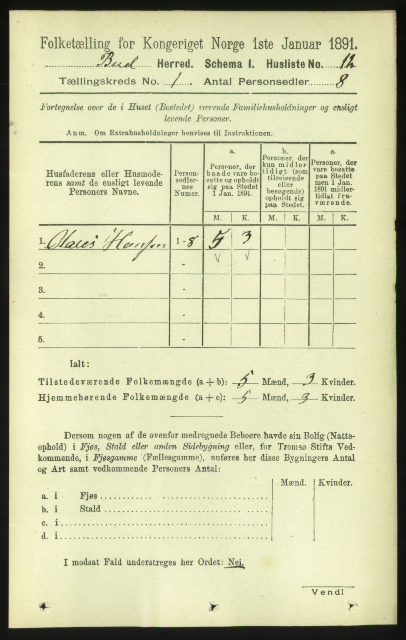 RA, Folketelling 1891 for 1549 Bud herred, 1891, s. 30