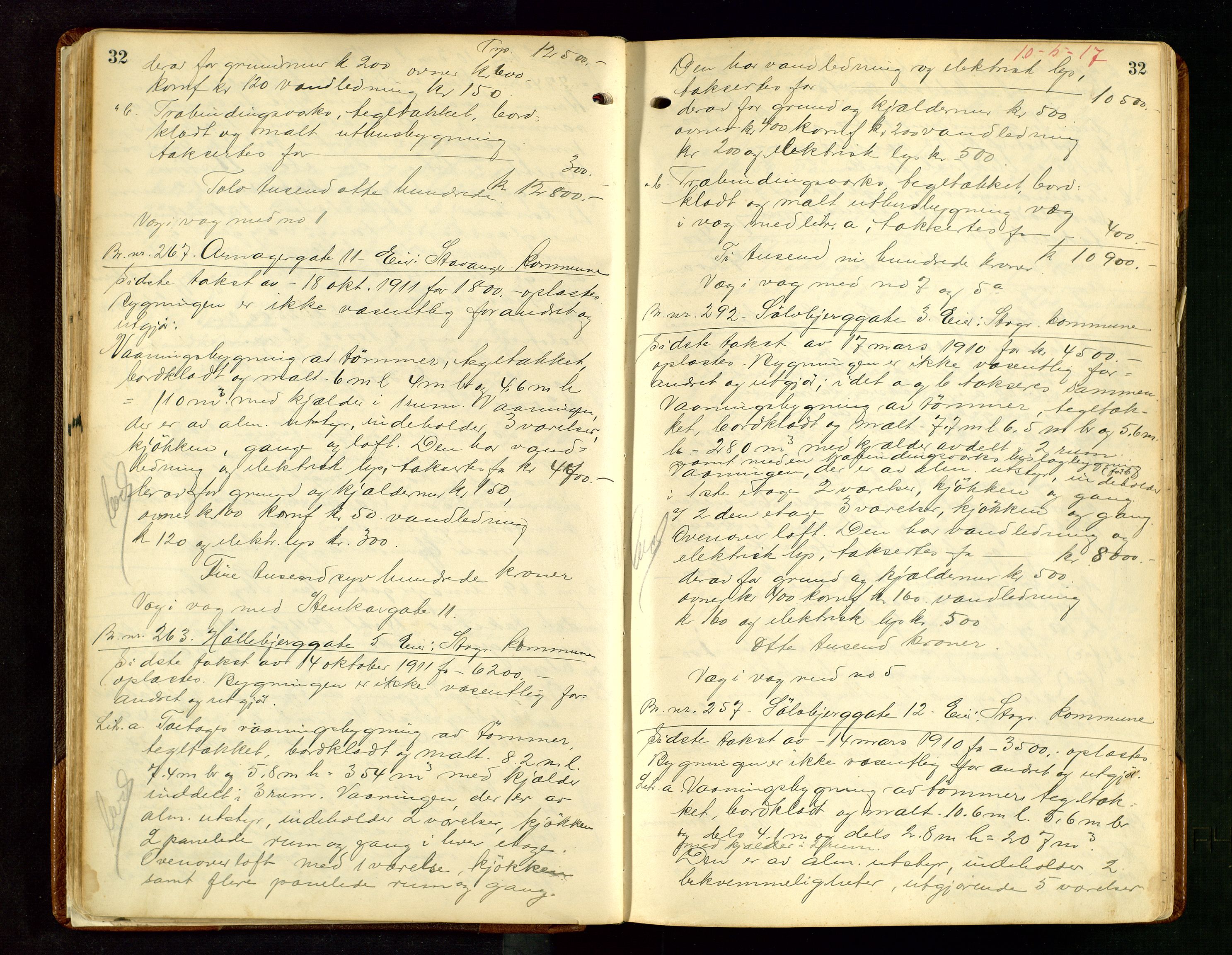 Norges Brannkasse Stavanger, AV/SAST-A-102143/F/Fd/L0016: Branntaksprotokoll nr. 27, 1916-1919, s. 32