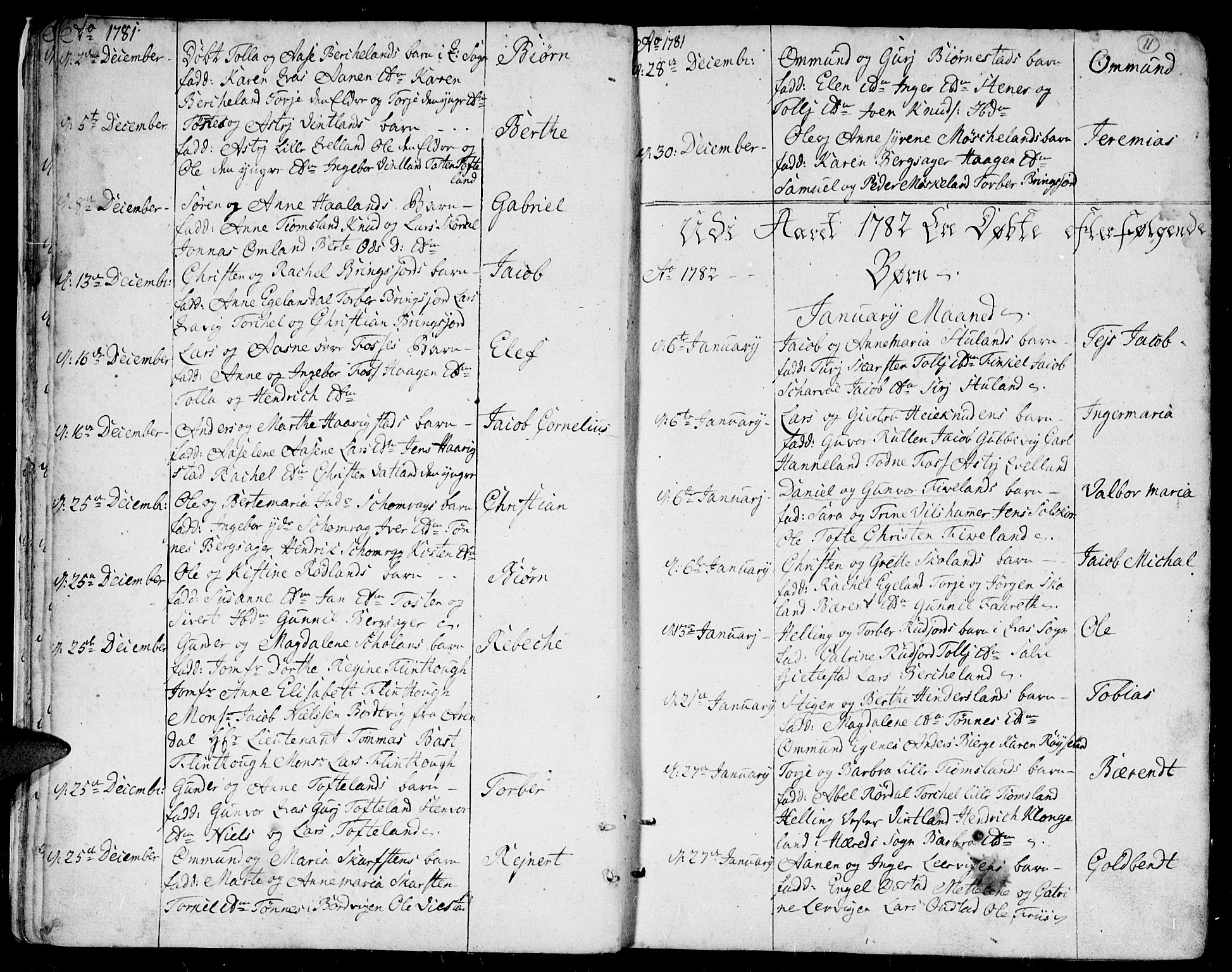 Lyngdal sokneprestkontor, AV/SAK-1111-0029/F/Fa/Fac/L0004: Ministerialbok nr. A 4, 1780-1815, s. 11