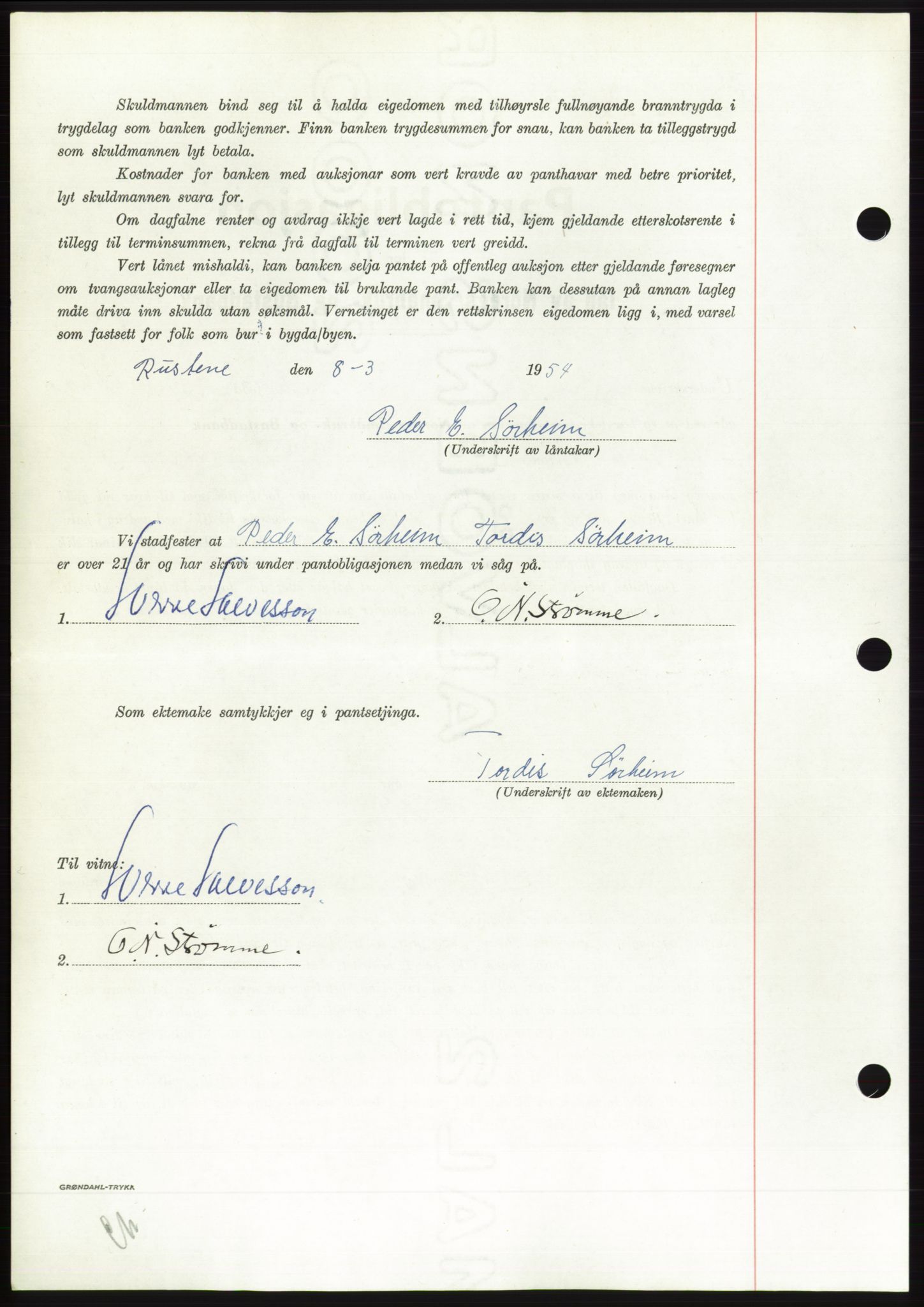 Søre Sunnmøre sorenskriveri, AV/SAT-A-4122/1/2/2C/L0124: Pantebok nr. 12B, 1953-1954, Dagboknr: 647/1954