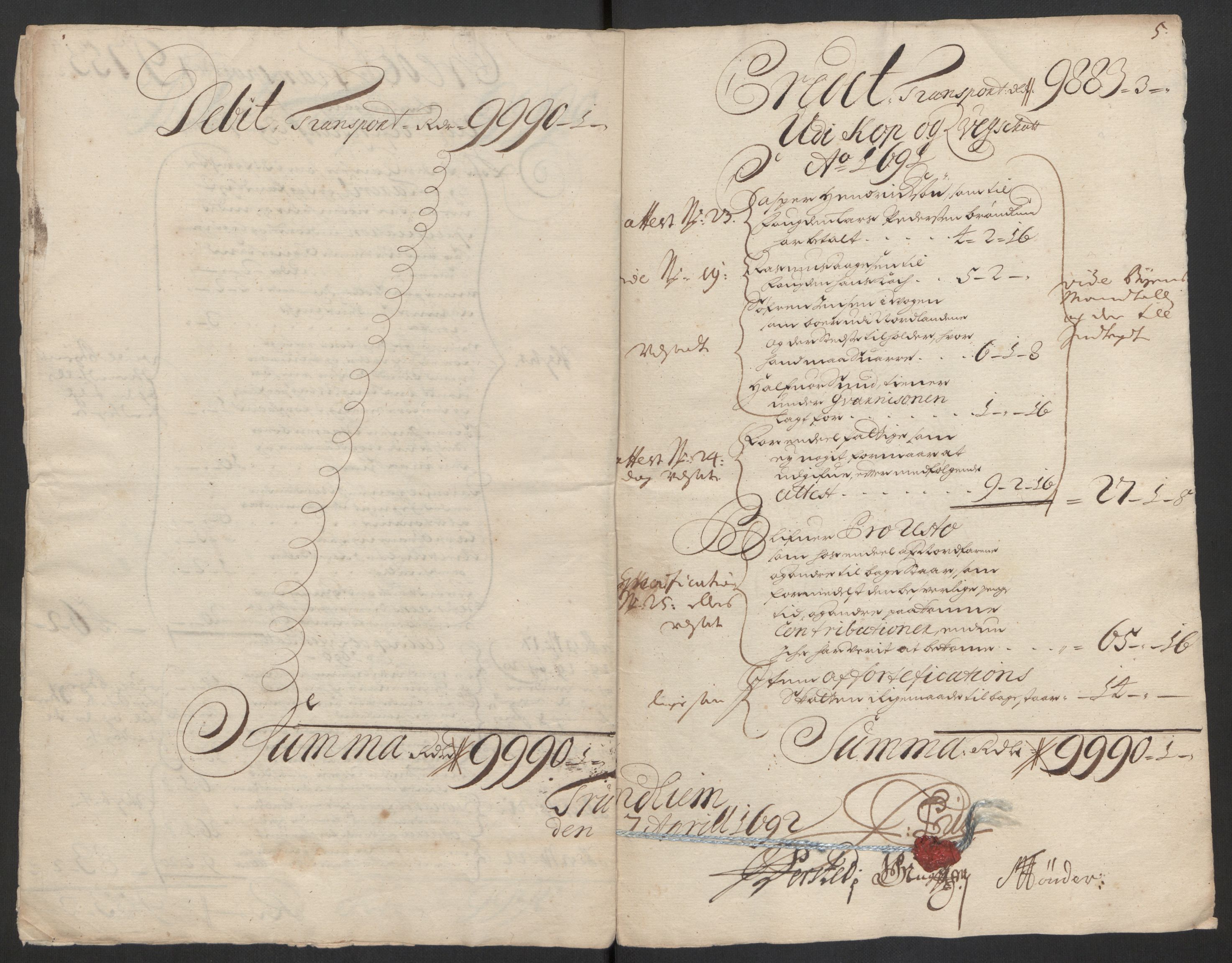 Rentekammeret inntil 1814, Reviderte regnskaper, Byregnskaper, AV/RA-EA-4066/R/Rs/L0505: [S2] Kontribusjonsregnskap, 1686-1691, s. 6