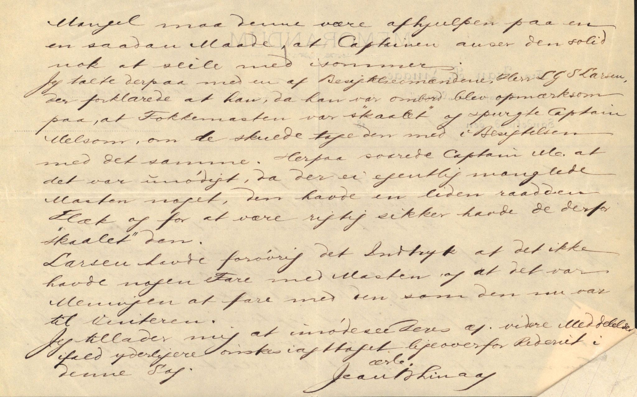 Pa 63 - Østlandske skibsassuranceforening, VEMU/A-1079/G/Ga/L0023/0004: Havaridokumenter / Petrus, Eimund, Eidsvold, Electra, Eliezer, Elise, 1888, s. 37