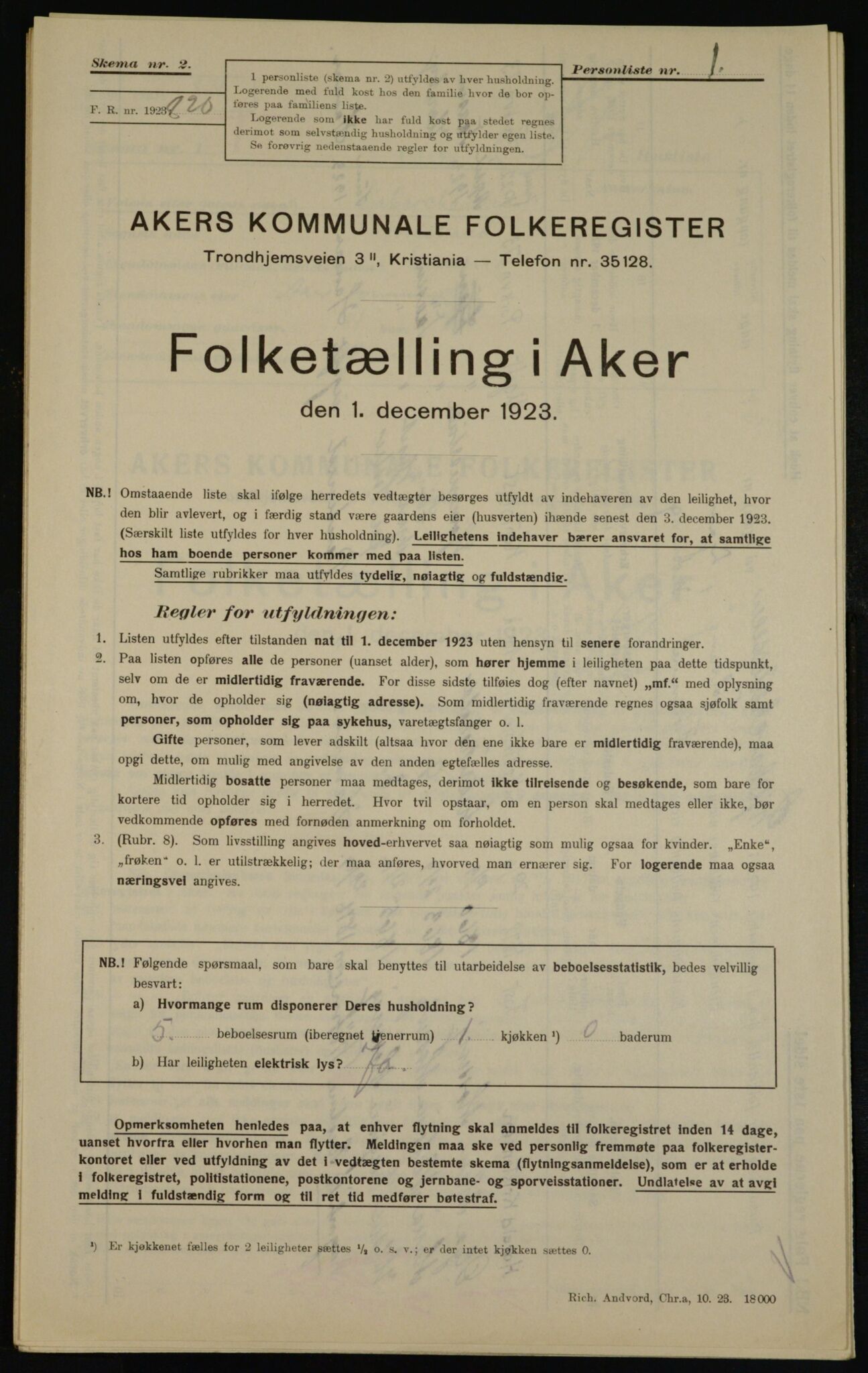 , Kommunal folketelling 1.12.1923 for Aker, 1923, s. 41668