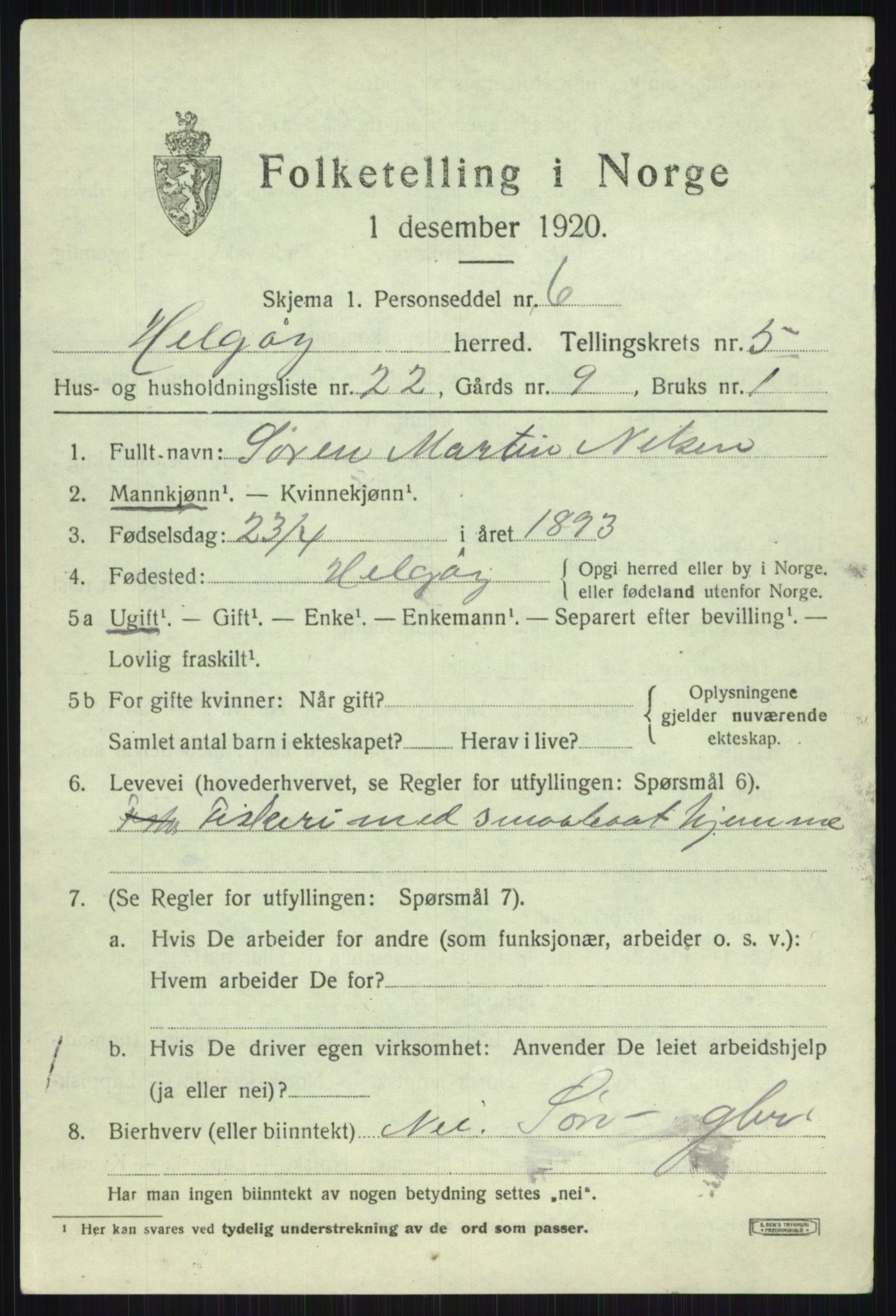 SATØ, Folketelling 1920 for 1935 Helgøy herred, 1920, s. 2237