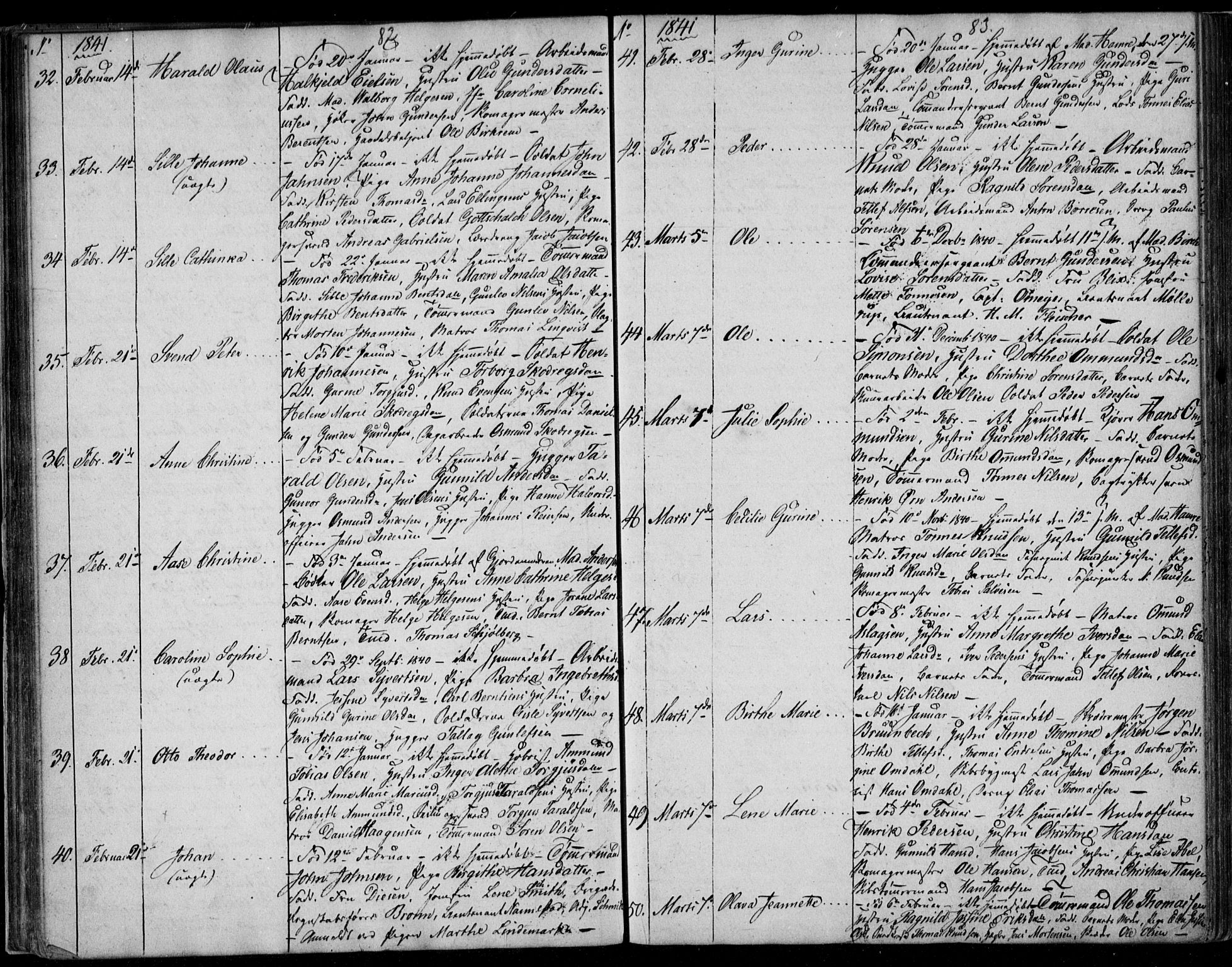 Kristiansand domprosti, AV/SAK-1112-0006/F/Fb/L0009: Klokkerbok nr. B 9, 1838-1843, s. 82-83