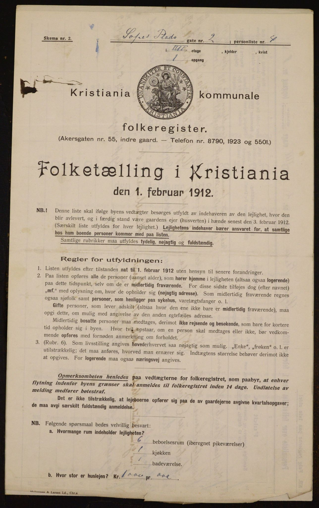 OBA, Kommunal folketelling 1.2.1912 for Kristiania, 1912, s. 99691