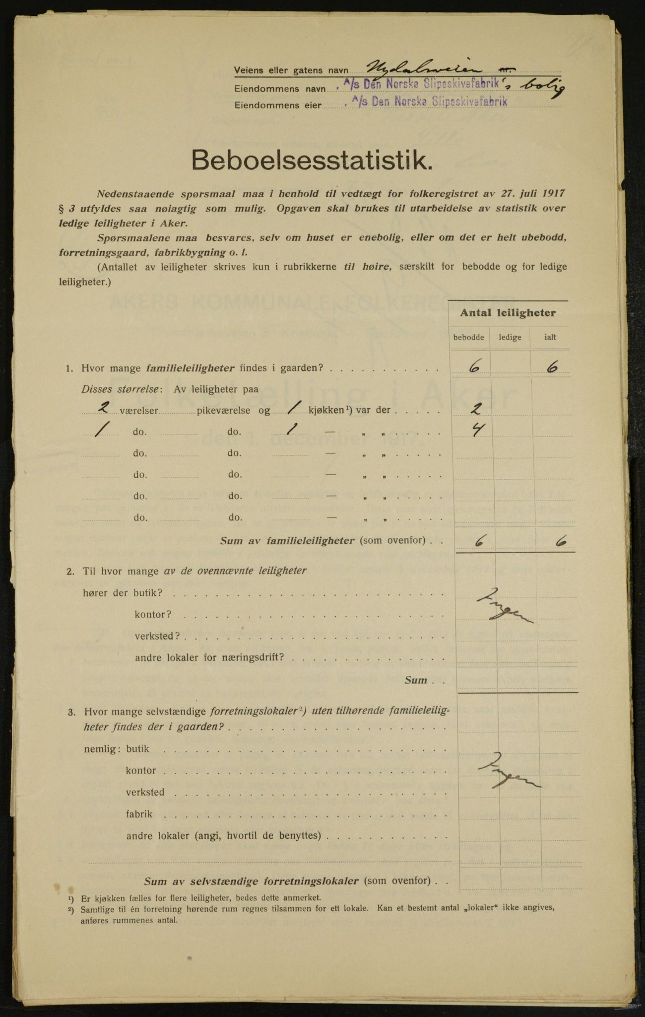 OBA, Kommunal folketelling 1.12.1917 for Aker, 1917, s. 13446