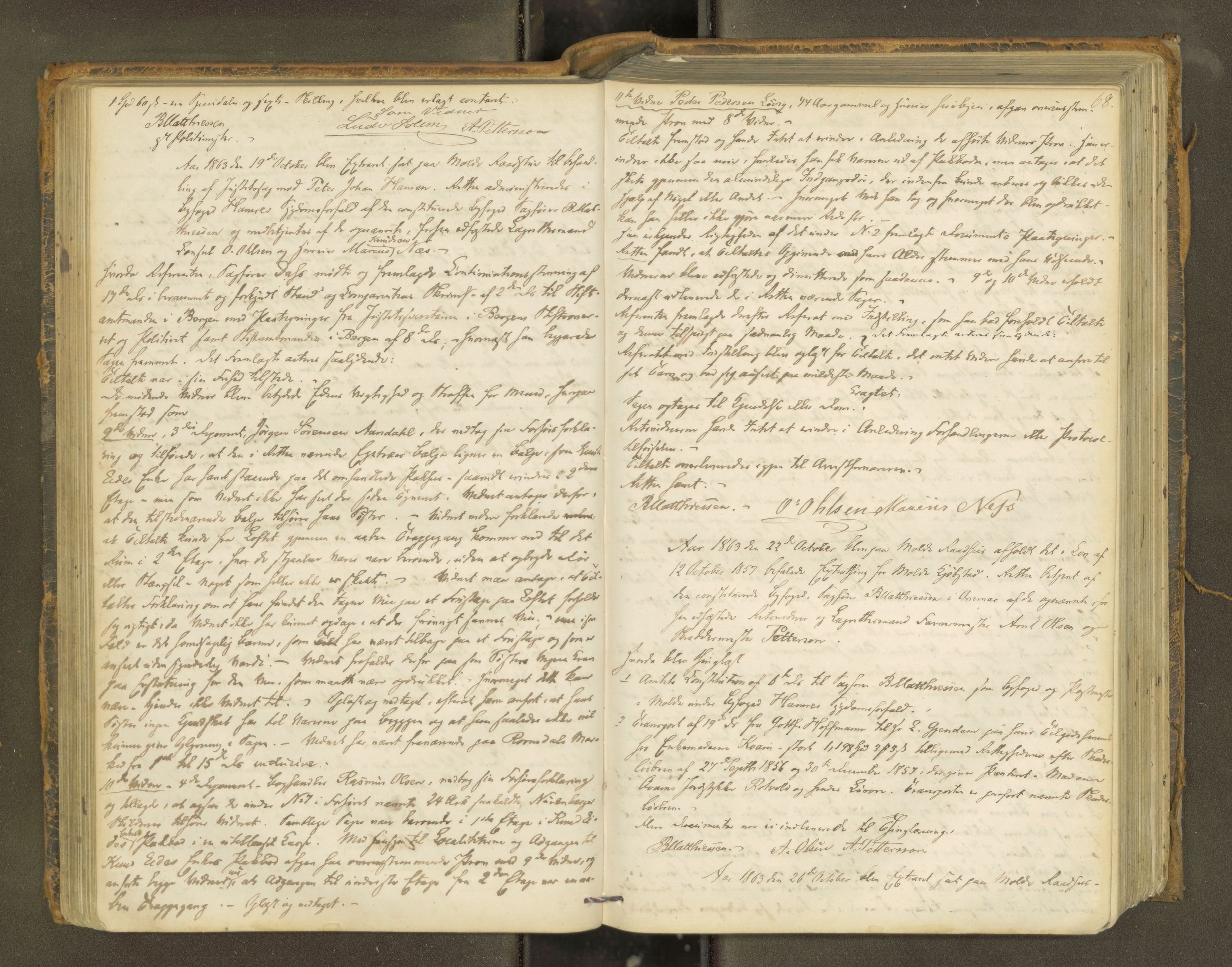 Molde byfogd, AV/SAT-A-0025/1/1A/L0010: Justisprotokoll, 1863-1869, s. 67b-68a