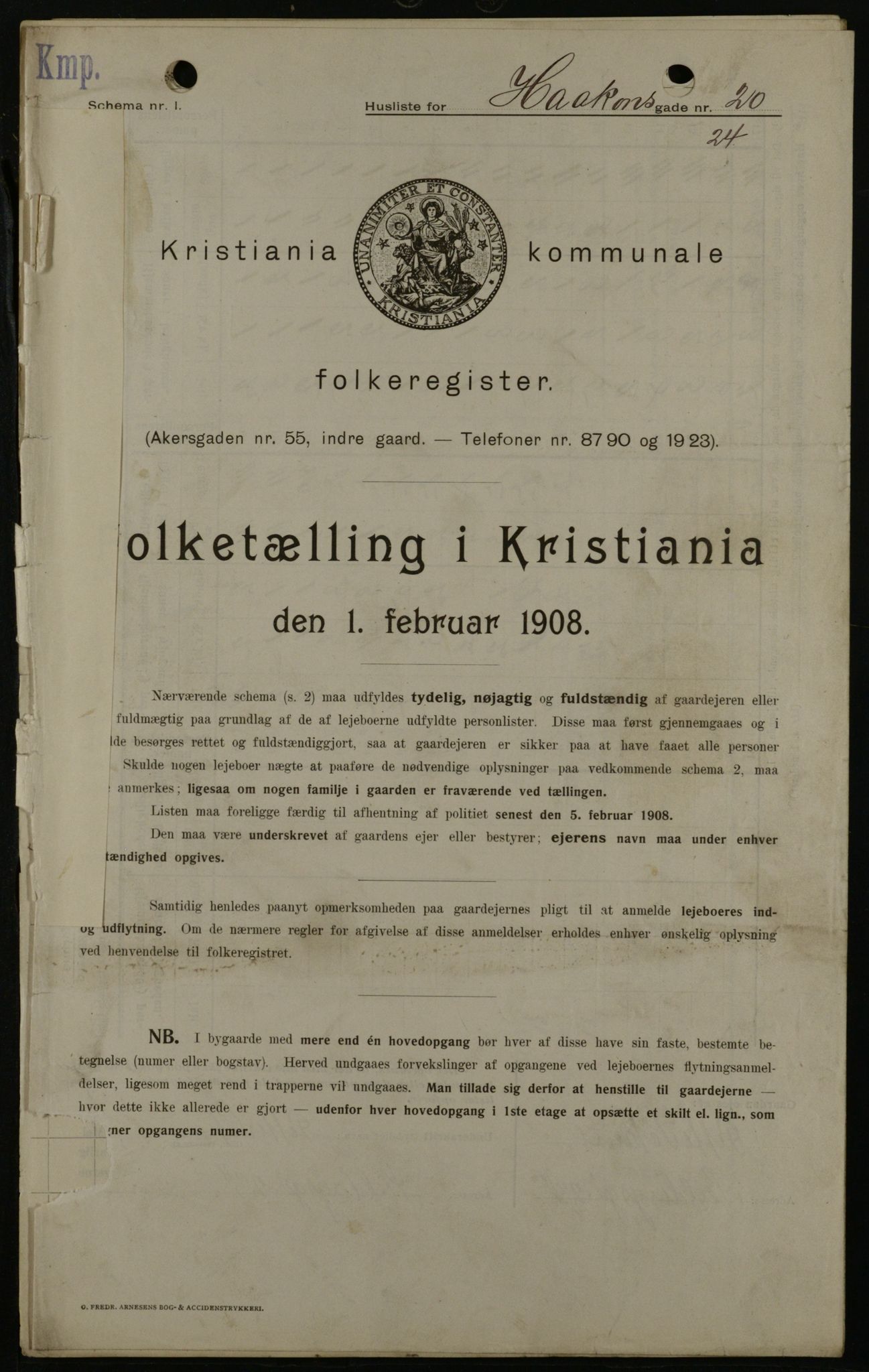 OBA, Kommunal folketelling 1.2.1908 for Kristiania kjøpstad, 1908, s. 38684