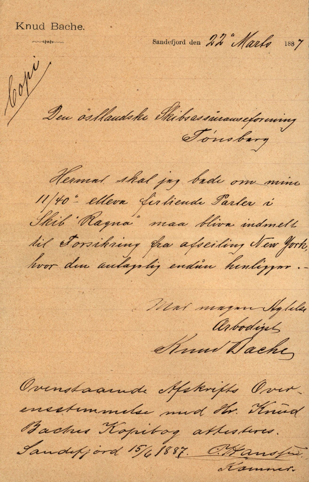 Pa 63 - Østlandske skibsassuranceforening, VEMU/A-1079/G/Ga/L0021/0002: Havaridokumenter / Isbaaden, Ragna, Sylphiden, Nyassa, 1887, s. 56