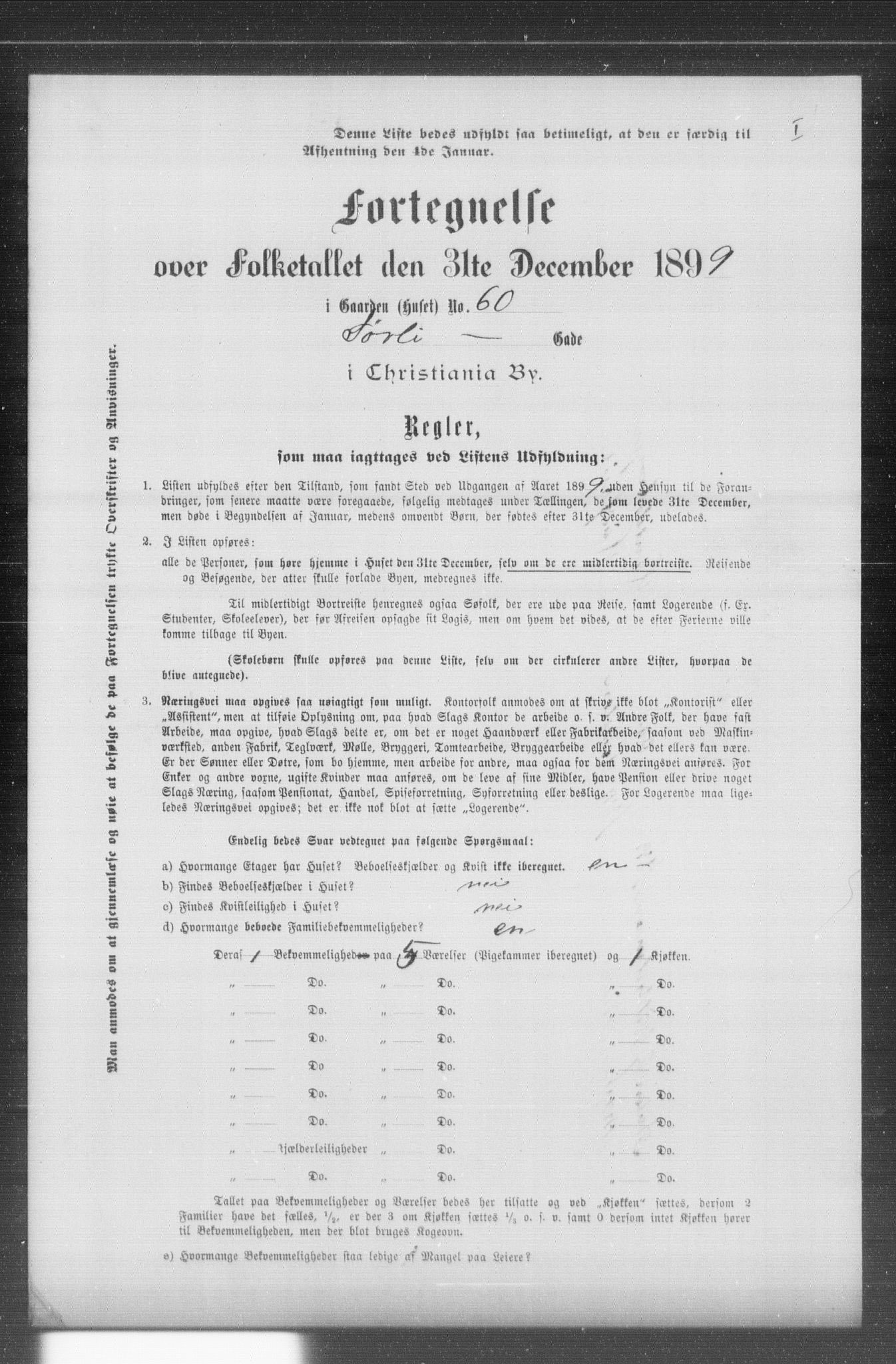 OBA, Kommunal folketelling 31.12.1899 for Kristiania kjøpstad, 1899, s. 13909