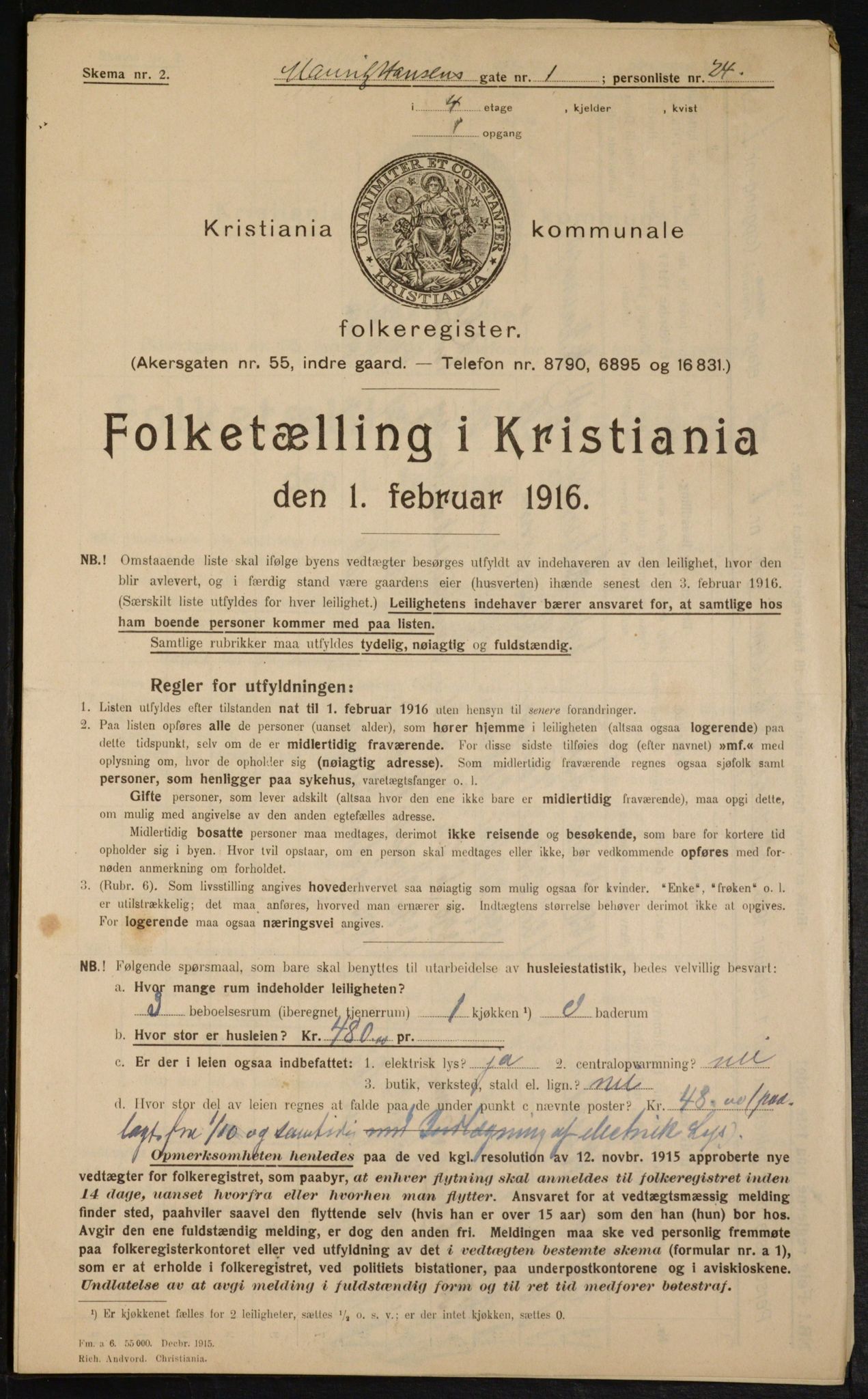 OBA, Kommunal folketelling 1.2.1916 for Kristiania, 1916, s. 66503