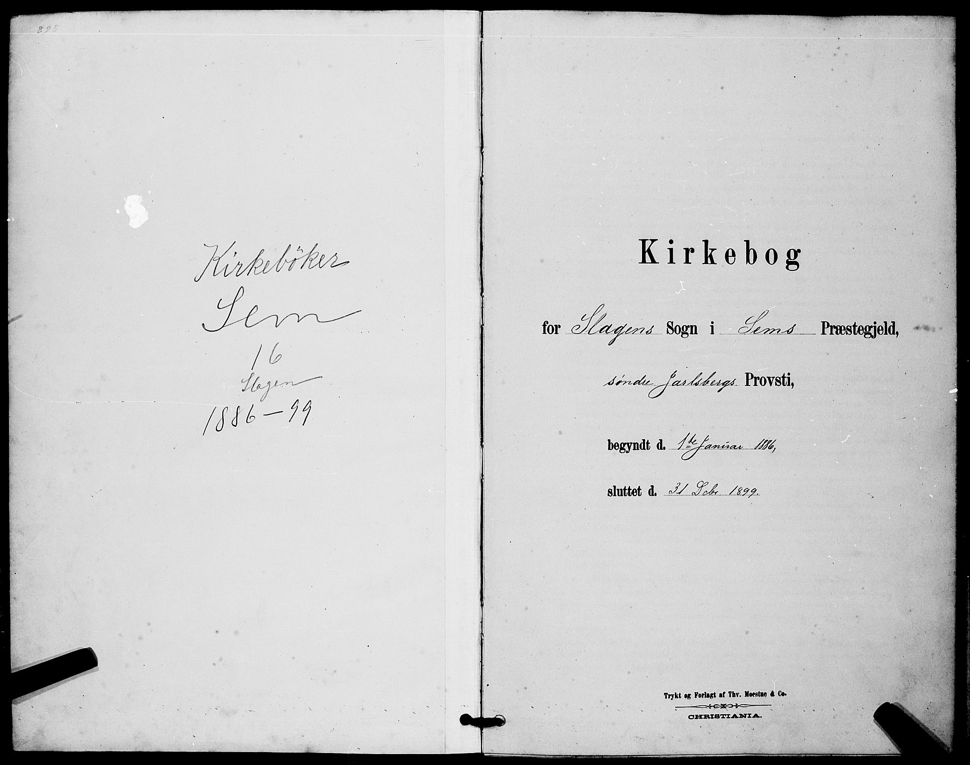 Sem kirkebøker, SAKO/A-5/G/Gb/L0002: Klokkerbok nr. II 2, 1886-1899