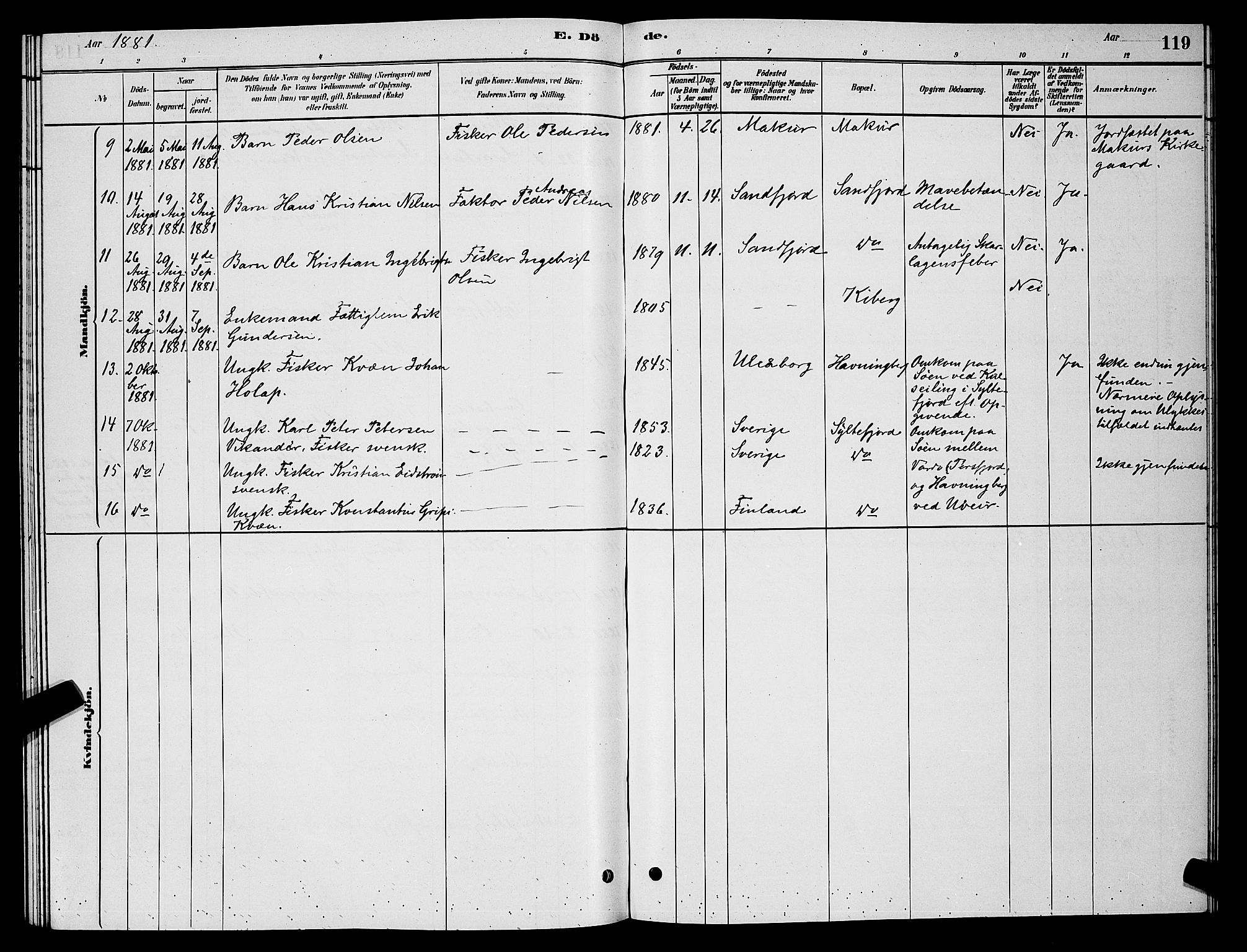 Vardø sokneprestkontor, AV/SATØ-S-1332/H/Hb/L0006klokker: Klokkerbok nr. 6, 1879-1887, s. 119