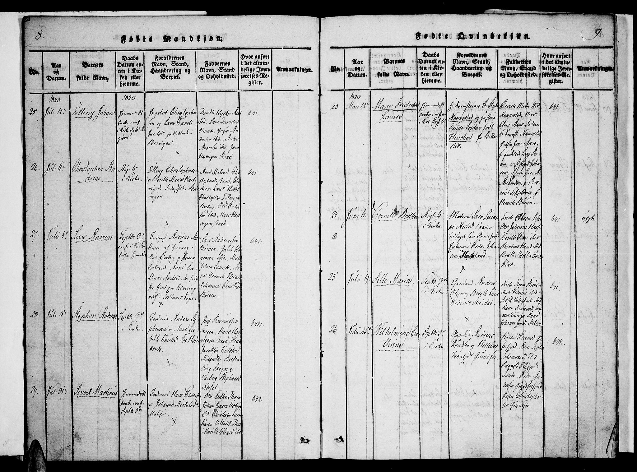 Ministerialprotokoller, klokkerbøker og fødselsregistre - Nordland, AV/SAT-A-1459/888/L1237: Ministerialbok nr. 888A05 /1, 1820-1836, s. 8-9