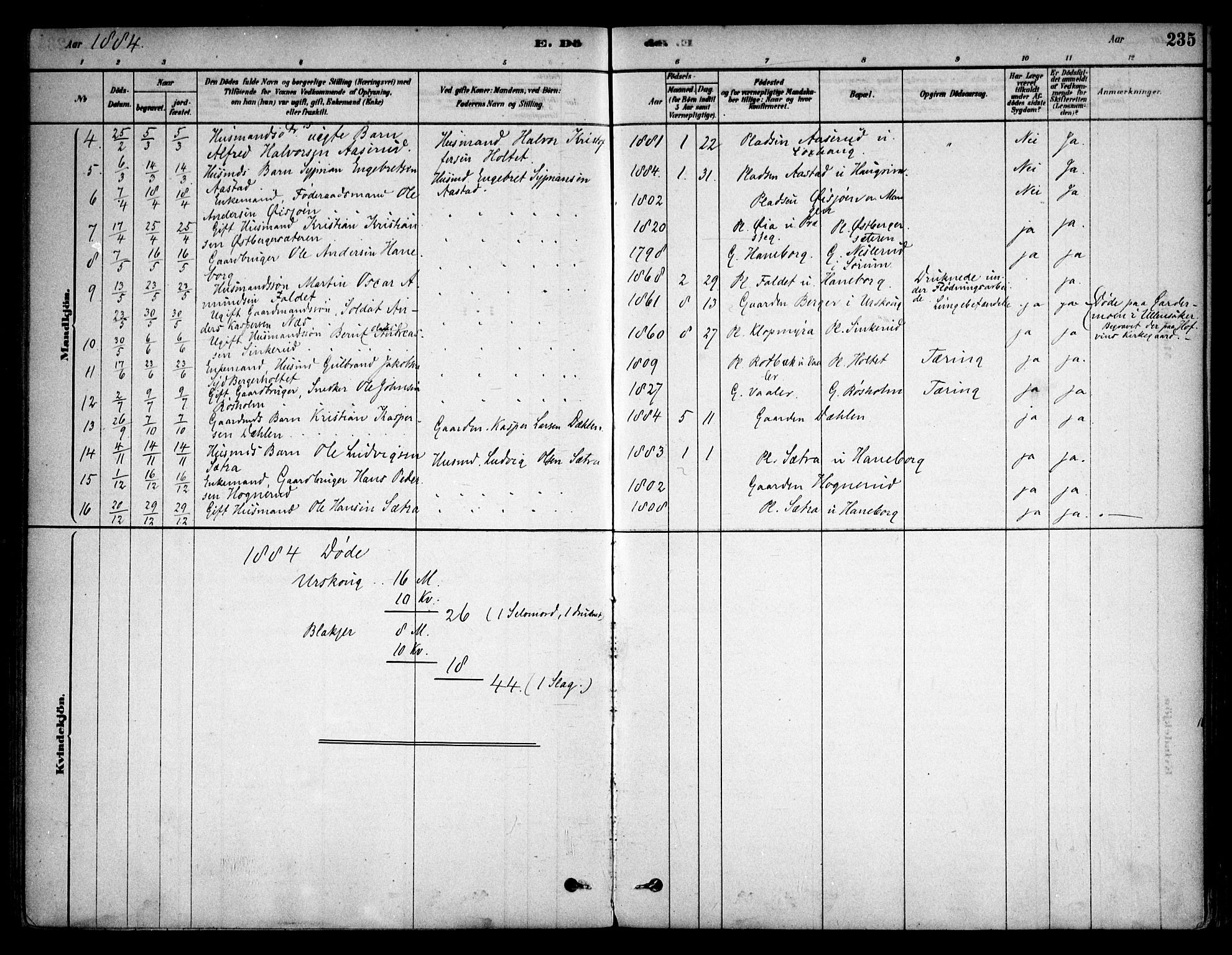 Aurskog prestekontor Kirkebøker, AV/SAO-A-10304a/F/Fa/L0008: Ministerialbok nr. I 8, 1878-1937, s. 235