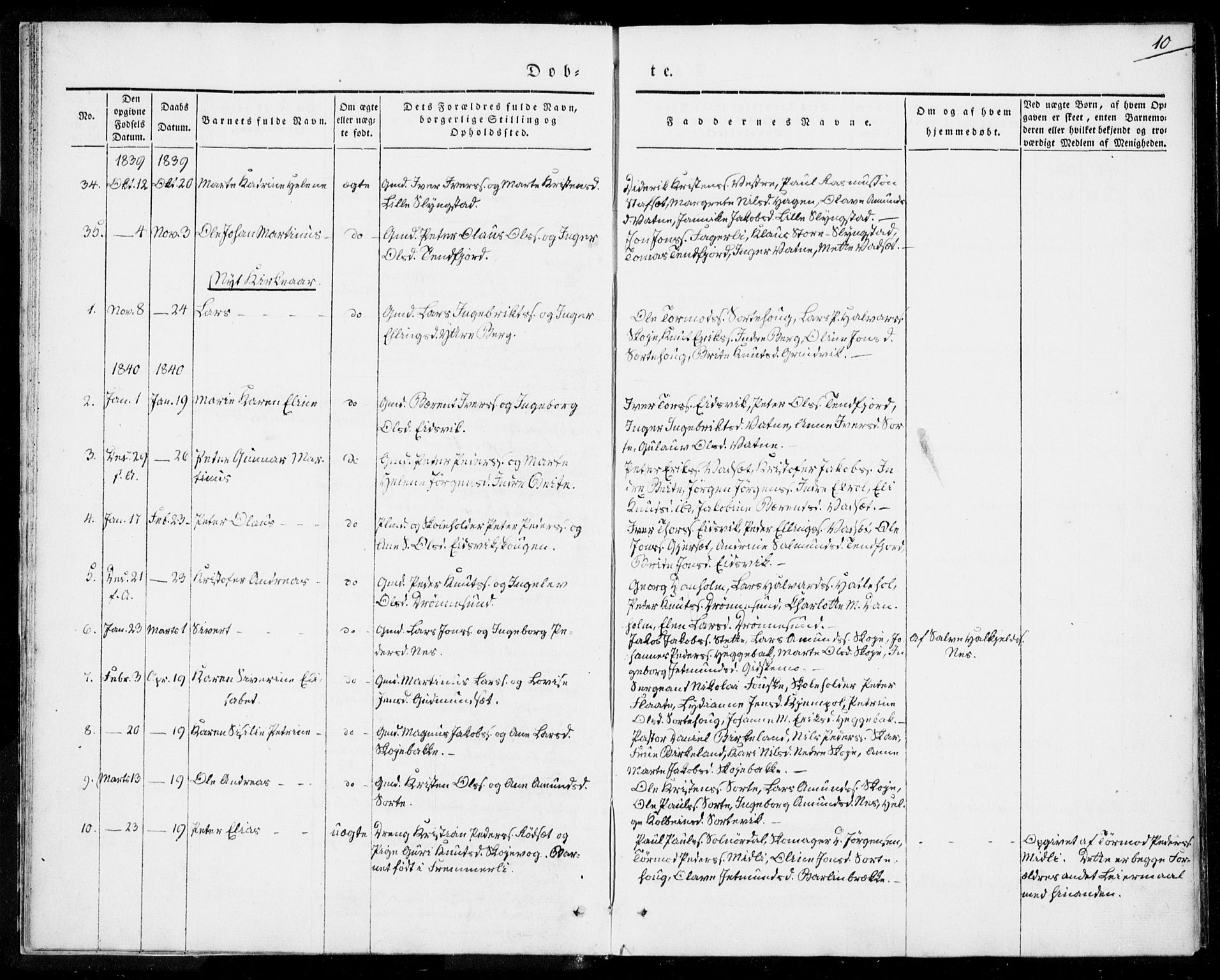 Ministerialprotokoller, klokkerbøker og fødselsregistre - Møre og Romsdal, AV/SAT-A-1454/524/L0352: Ministerialbok nr. 524A04, 1838-1847, s. 10