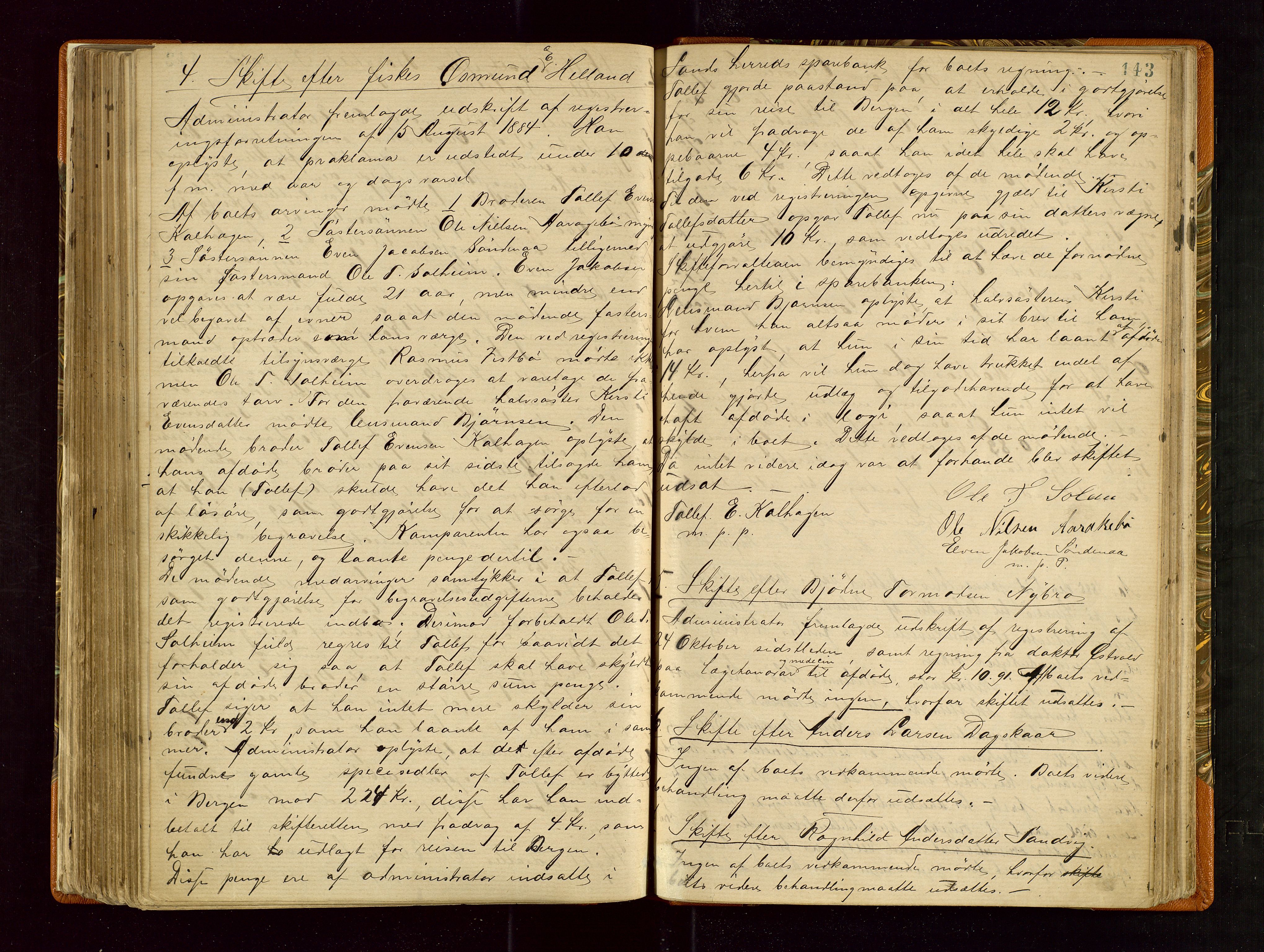Ryfylke tingrett, AV/SAST-A-100055/001/IV/IVF/L0004: Skifteforhandlingsprotokoll A 4, 1880-1885, s. 143