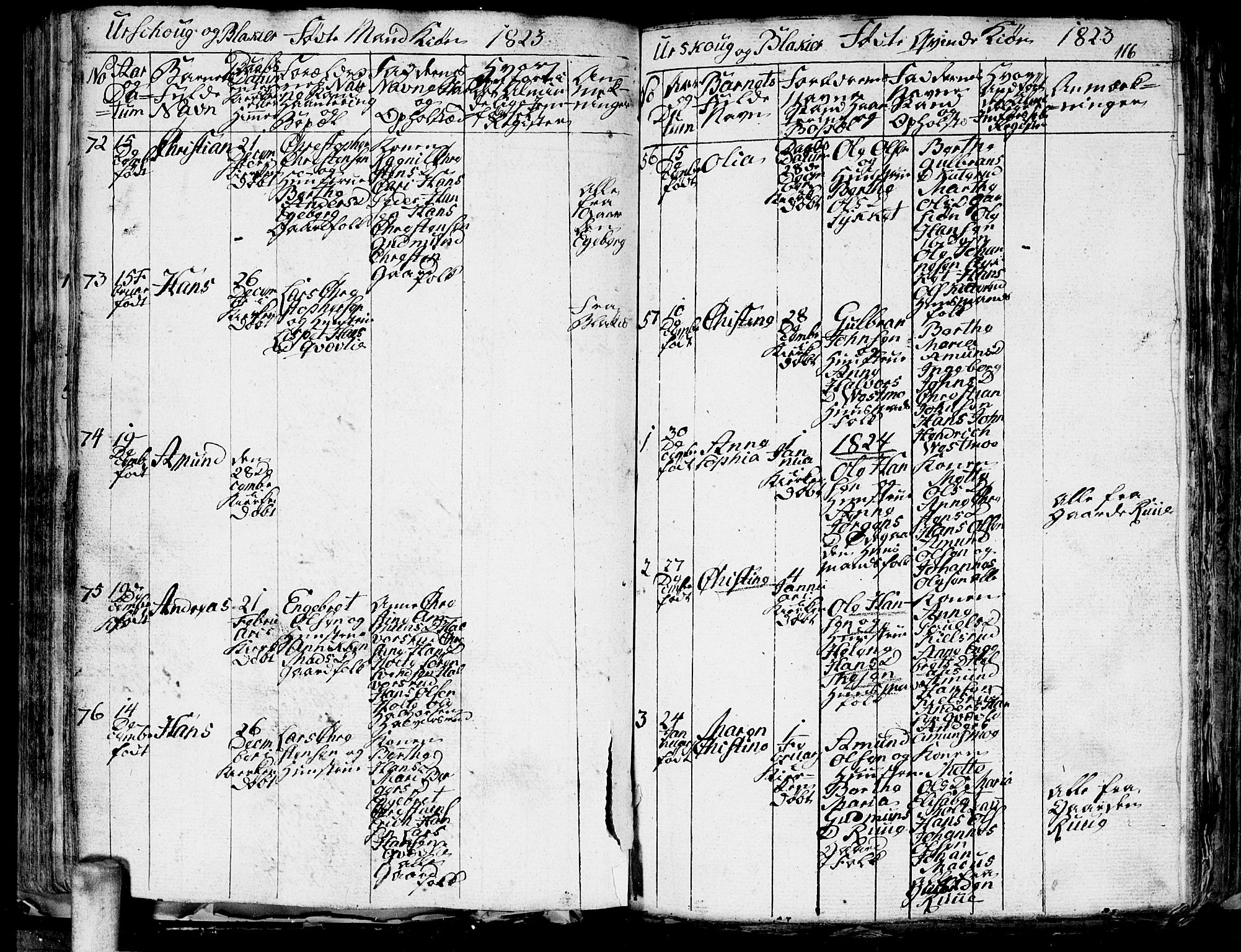 Aurskog prestekontor Kirkebøker, SAO/A-10304a/G/Ga/L0001: Klokkerbok nr. I 1, 1814-1829, s. 116