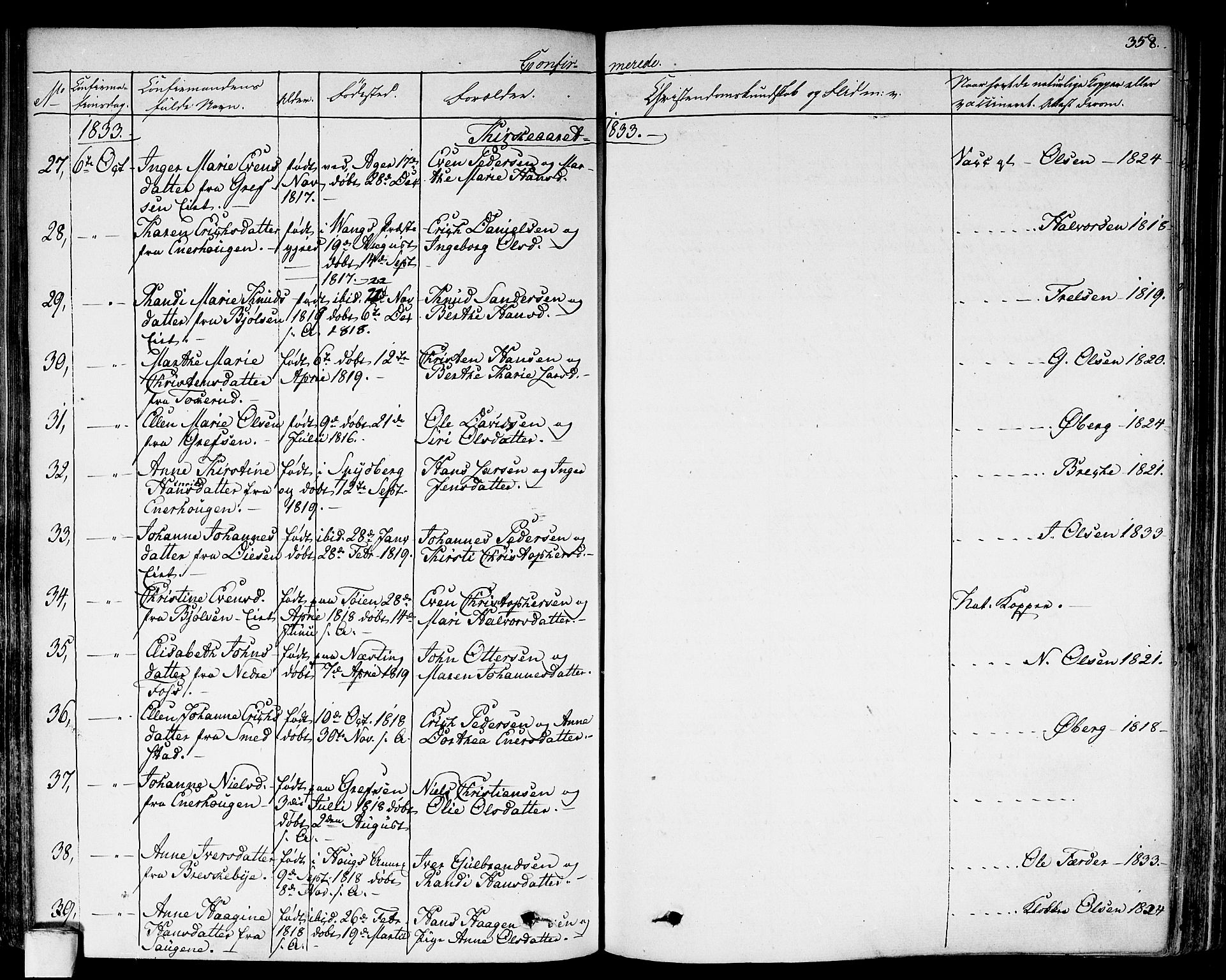 Aker prestekontor kirkebøker, SAO/A-10861/F/L0013: Ministerialbok nr. 13, 1828-1837, s. 358