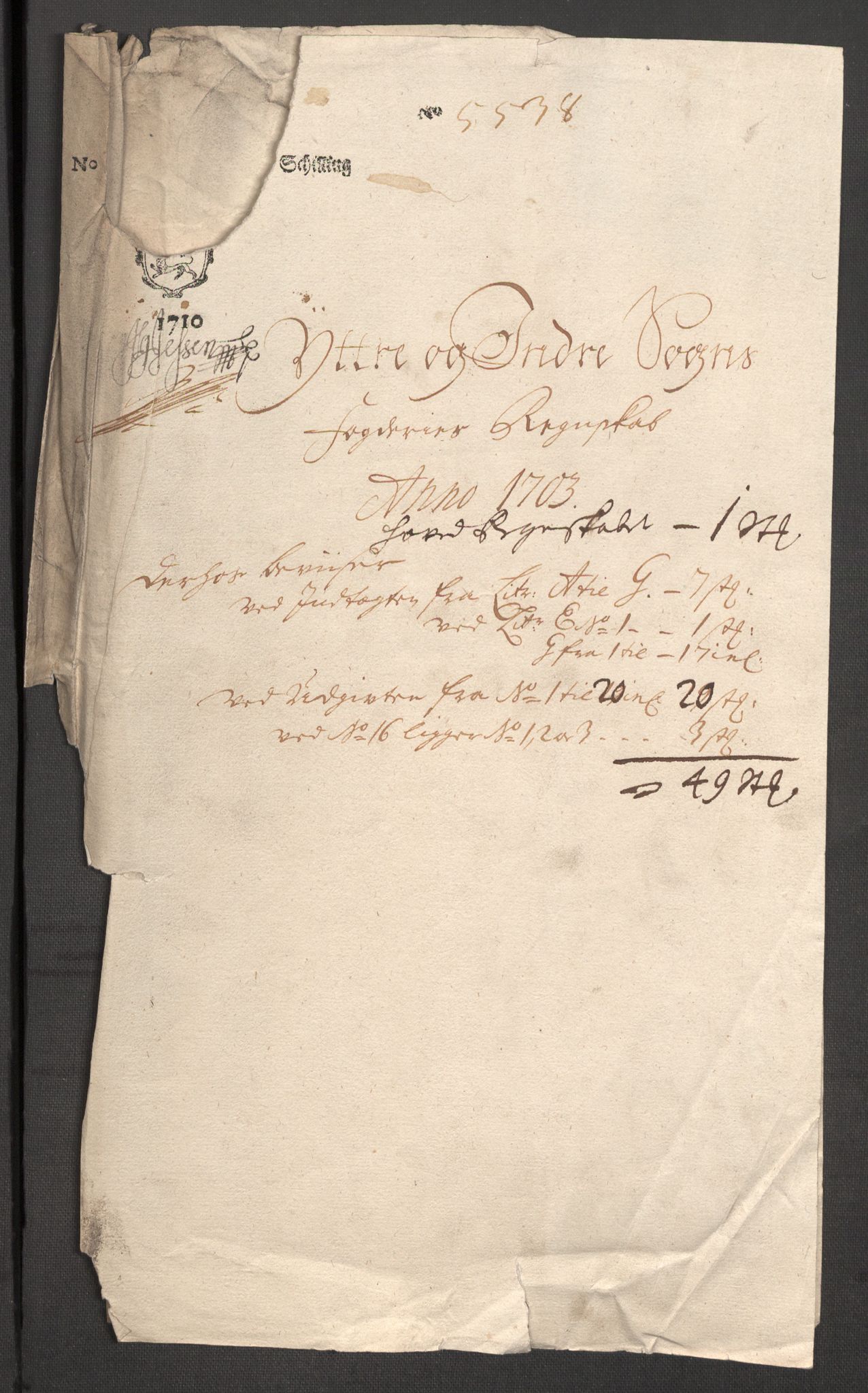 Rentekammeret inntil 1814, Reviderte regnskaper, Fogderegnskap, RA/EA-4092/R52/L3313: Fogderegnskap Sogn, 1703-1704, s. 188