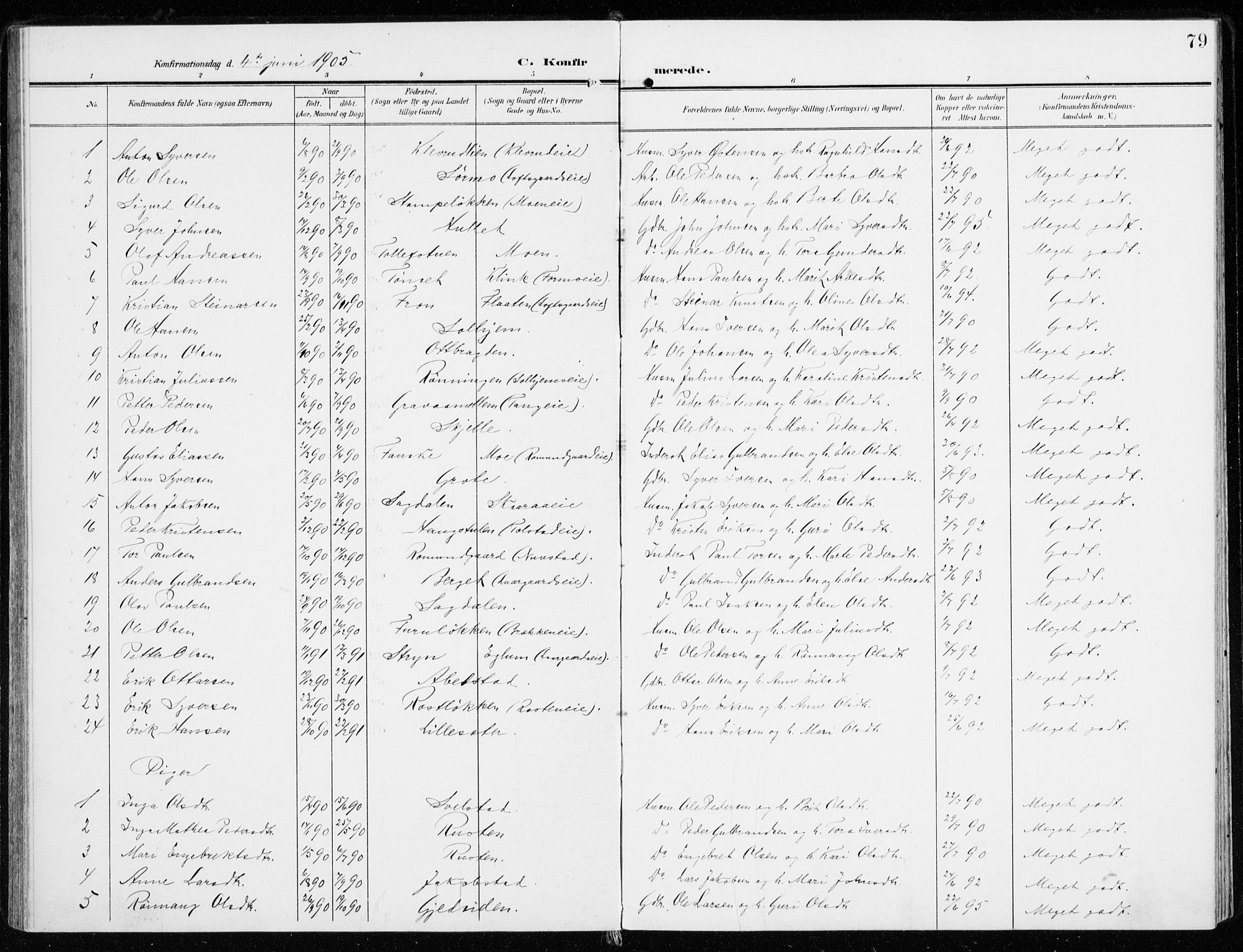 Sel prestekontor, AV/SAH-PREST-074/H/Ha/Haa/L0002: Ministerialbok nr. 2, 1905-1919, s. 79