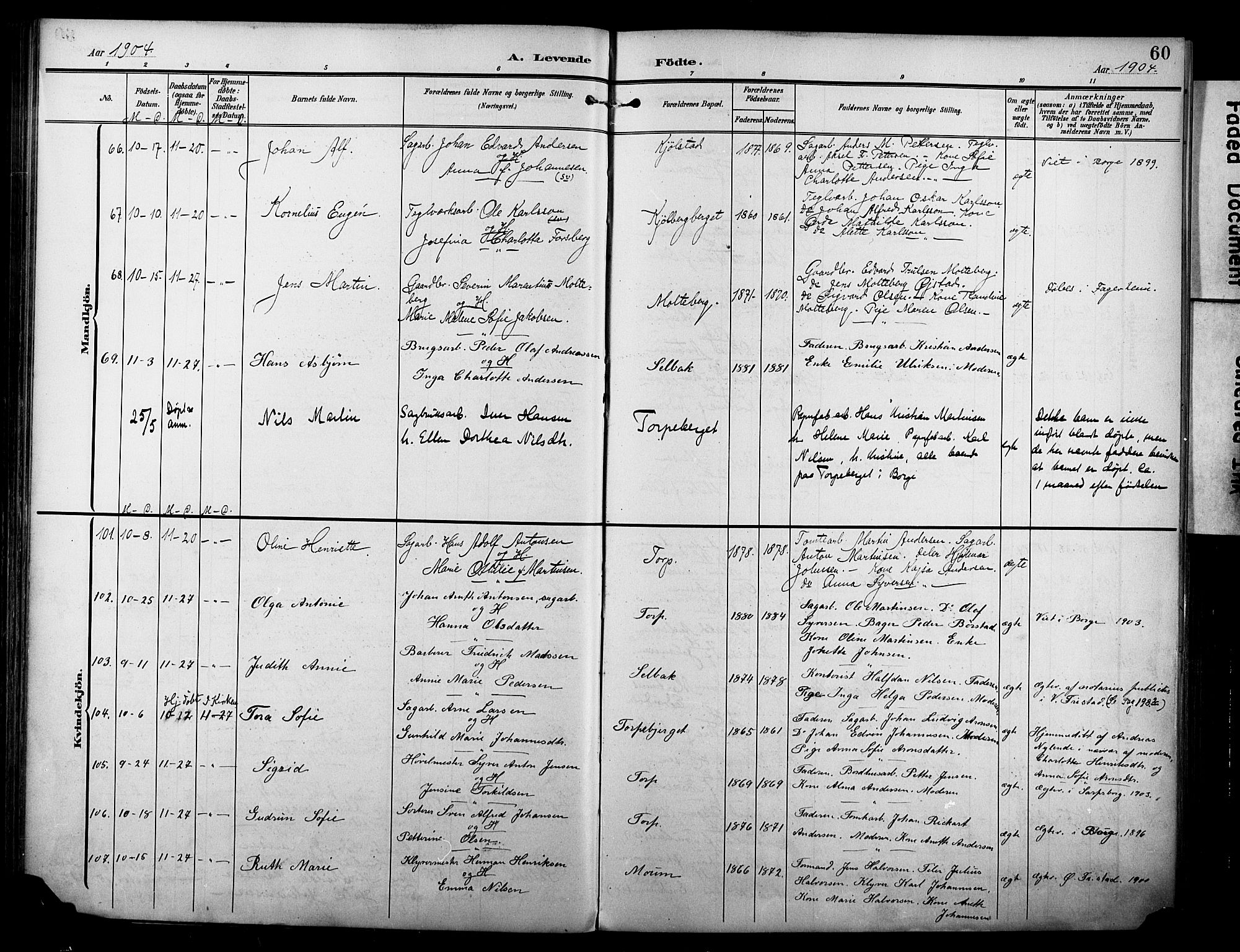 Borge prestekontor Kirkebøker, AV/SAO-A-10903/F/Fa/L0009: Ministerialbok nr. I 9, 1902-1911, s. 60