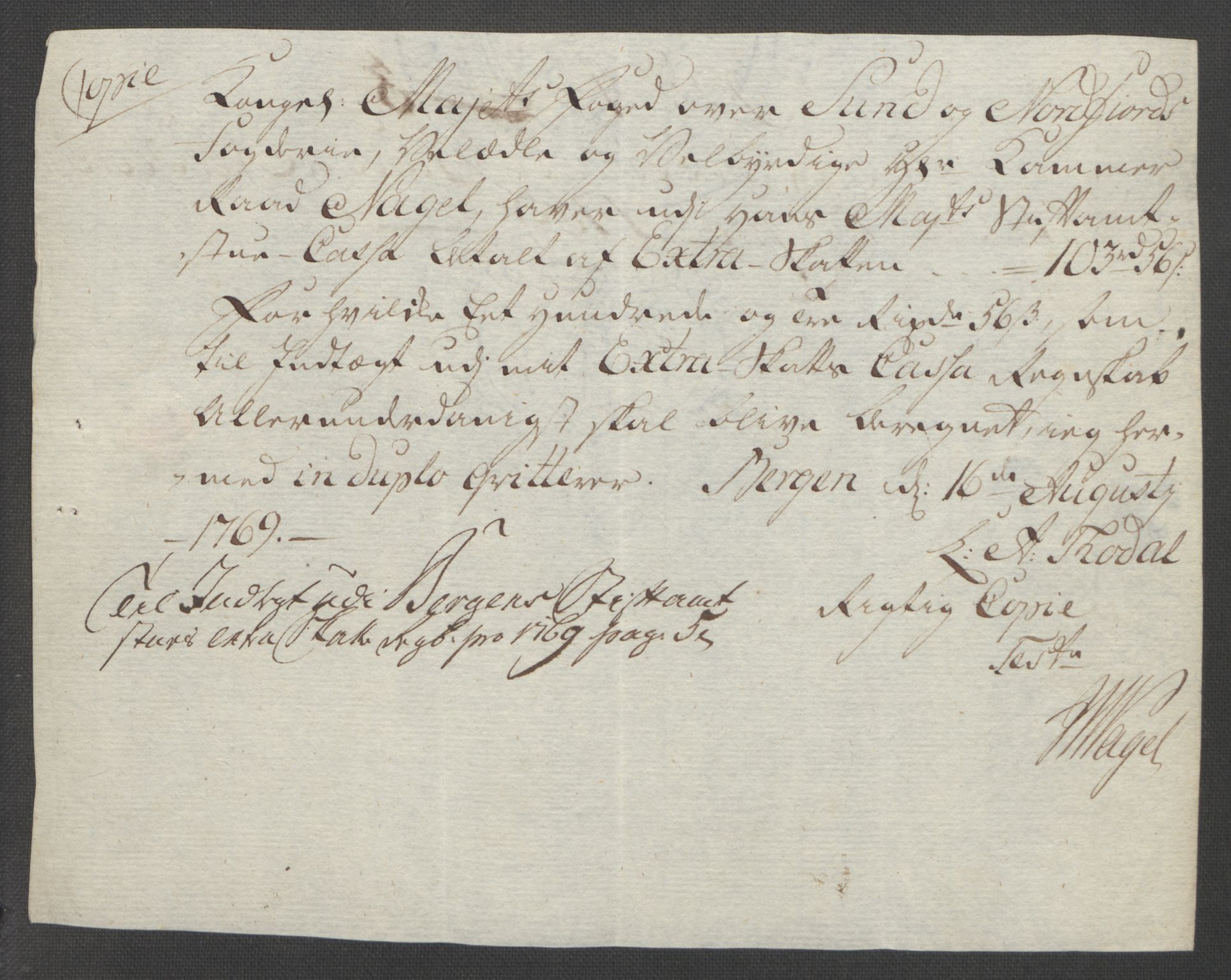 Rentekammeret inntil 1814, Reviderte regnskaper, Fogderegnskap, RA/EA-4092/R53/L3550: Ekstraskatten Sunn- og Nordfjord, 1762-1771, s. 266