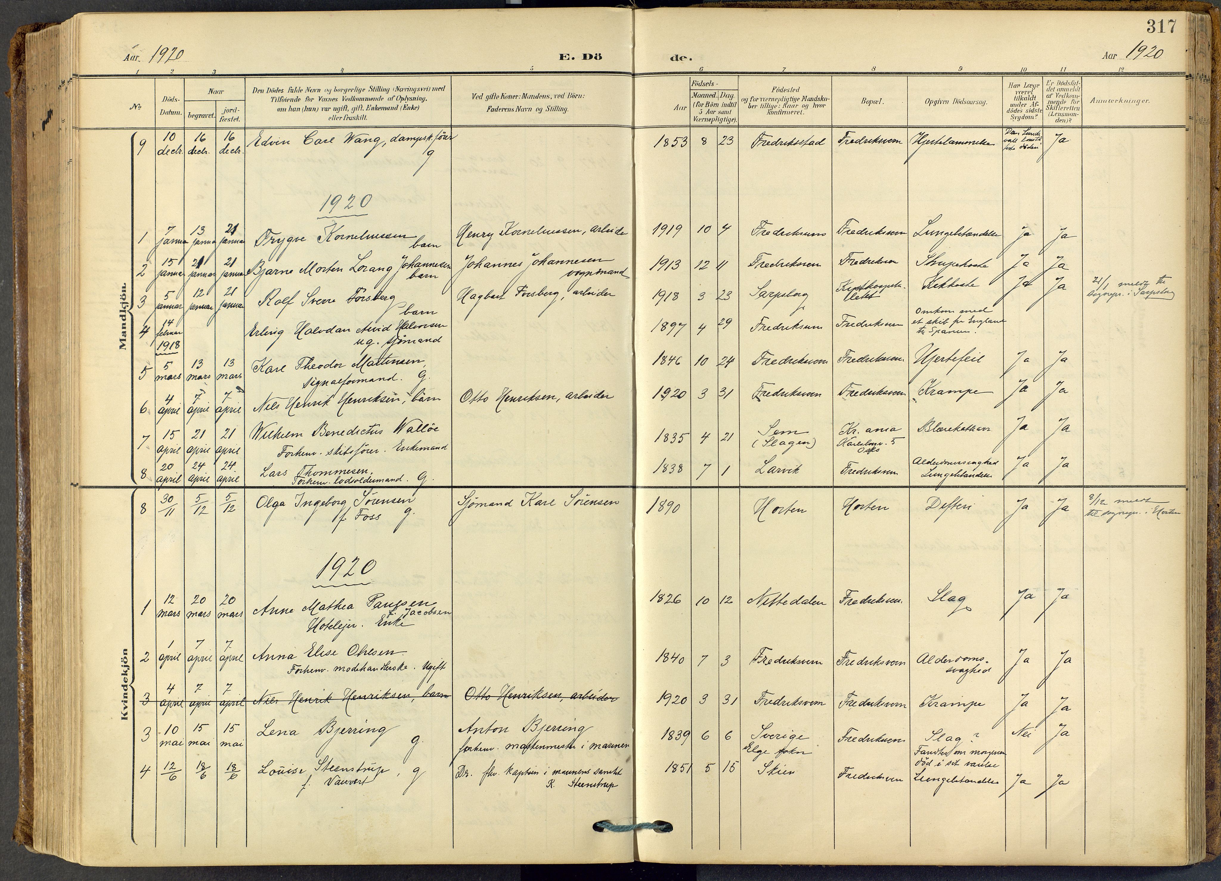Stavern kirkebøker, AV/SAKO-A-318/F/Fa/L0009: Ministerialbok nr. 9, 1906-1955, s. 317