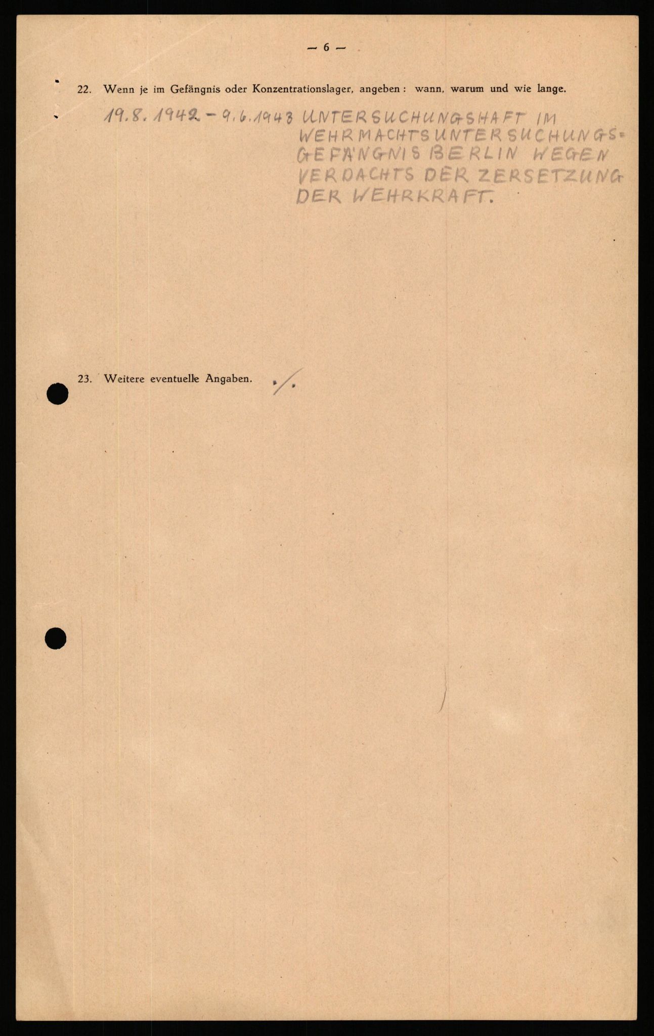 Forsvaret, Forsvarets overkommando II, AV/RA-RAFA-3915/D/Db/L0036: CI Questionaires. Tyske okkupasjonsstyrker i Norge. Tyskere., 1945-1946, s. 442