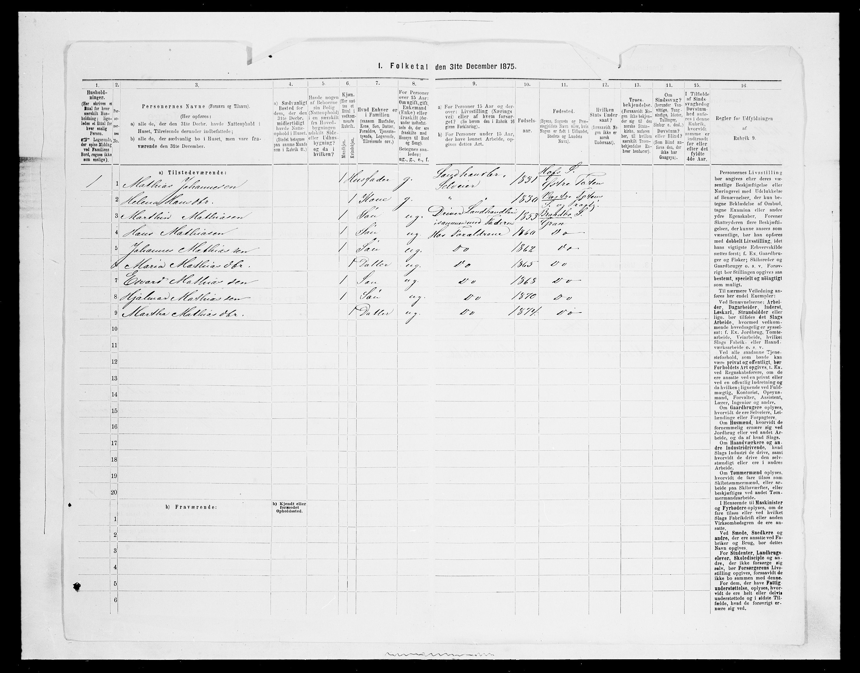 SAH, Folketelling 1875 for 0534P Gran prestegjeld, 1875, s. 546