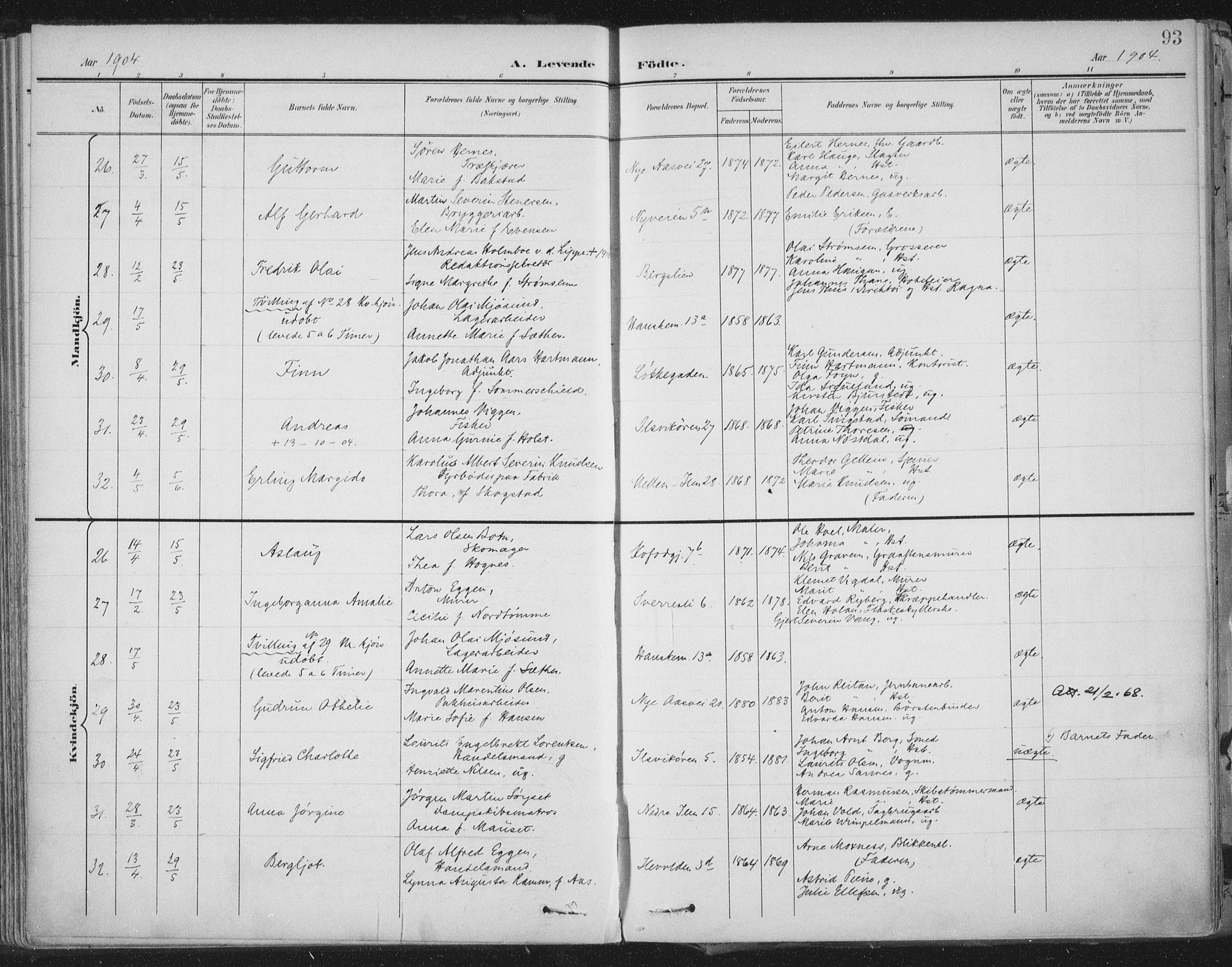 Ministerialprotokoller, klokkerbøker og fødselsregistre - Sør-Trøndelag, AV/SAT-A-1456/603/L0167: Ministerialbok nr. 603A06, 1896-1932, s. 93