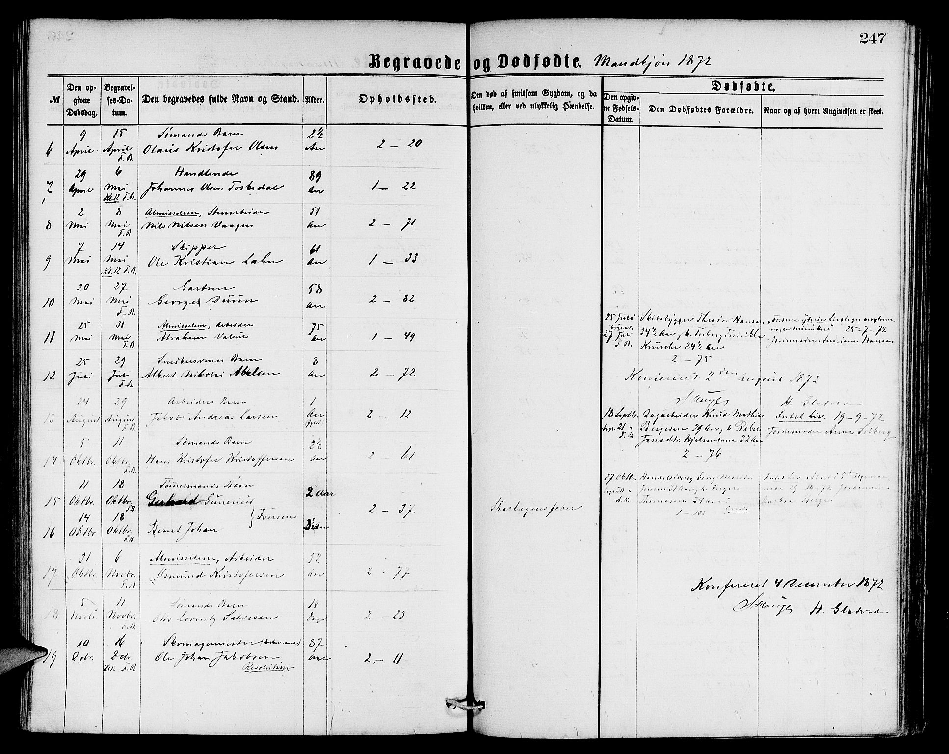 Sandviken Sokneprestembete, AV/SAB-A-77601/H/Hb: Klokkerbok nr. A 1, 1867-1879, s. 247
