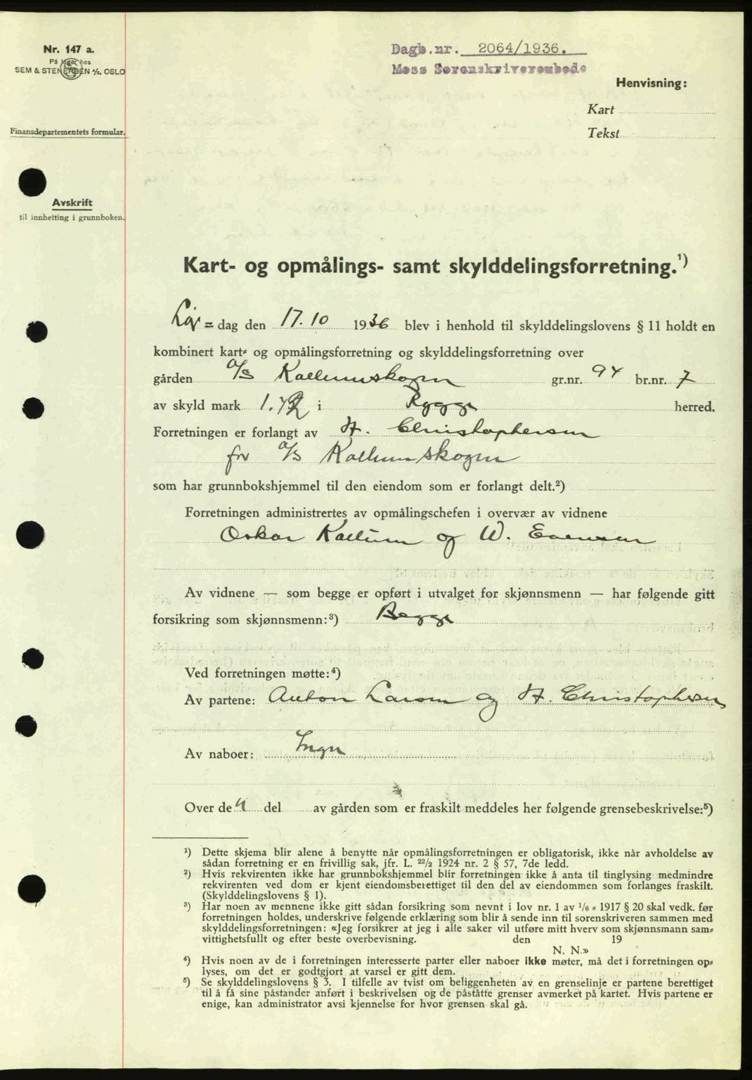 Moss sorenskriveri, SAO/A-10168: Pantebok nr. A2, 1936-1937, Dagboknr: 2064/1936