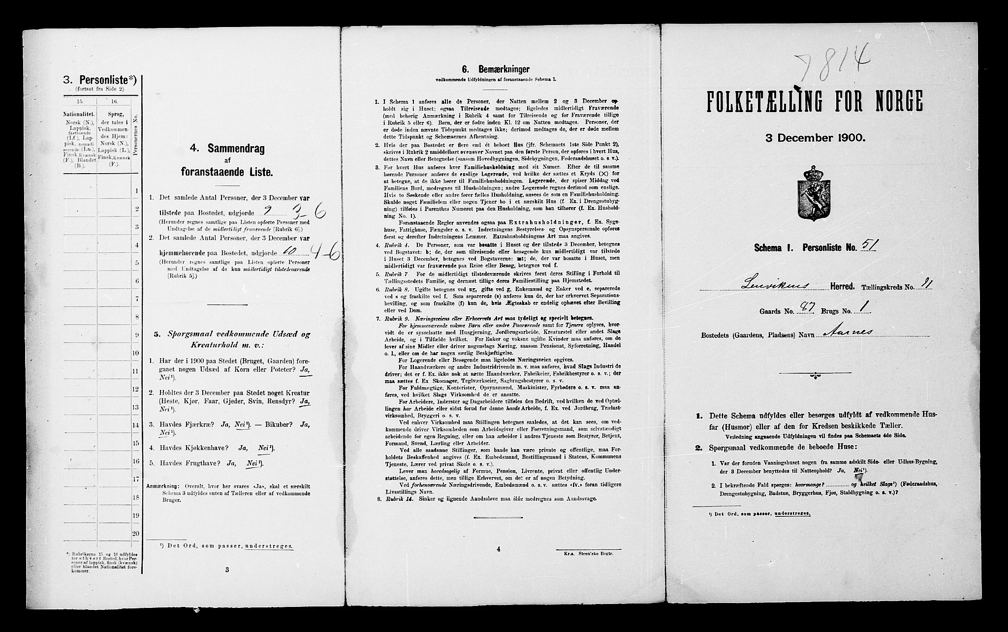 SATØ, Folketelling 1900 for 1931 Lenvik herred, 1900, s. 1418