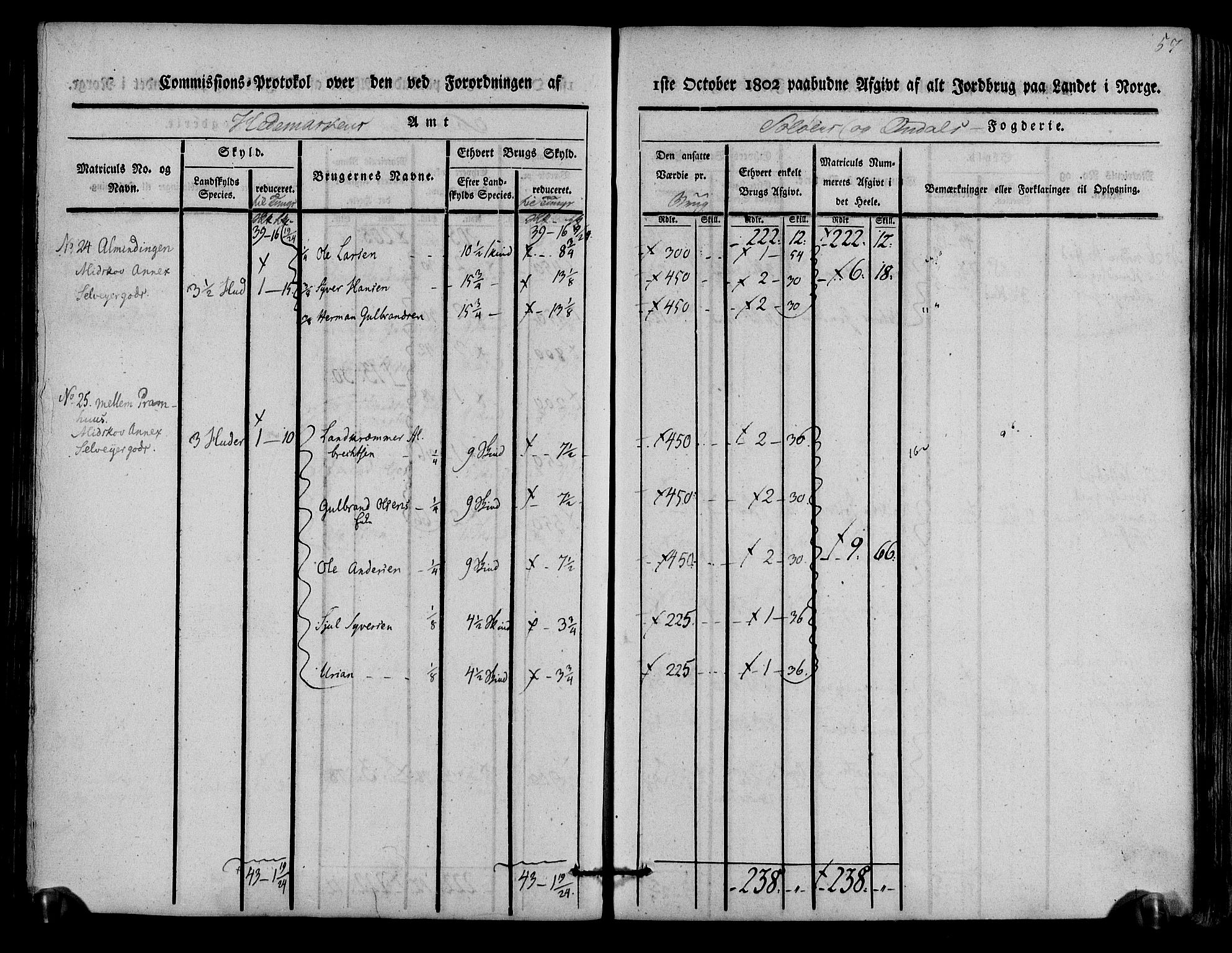 Rentekammeret inntil 1814, Realistisk ordnet avdeling, AV/RA-EA-4070/N/Ne/Nea/L0025: Solør og Odal fogderi. Kommisjonsprotokoll, 1803, s. 60