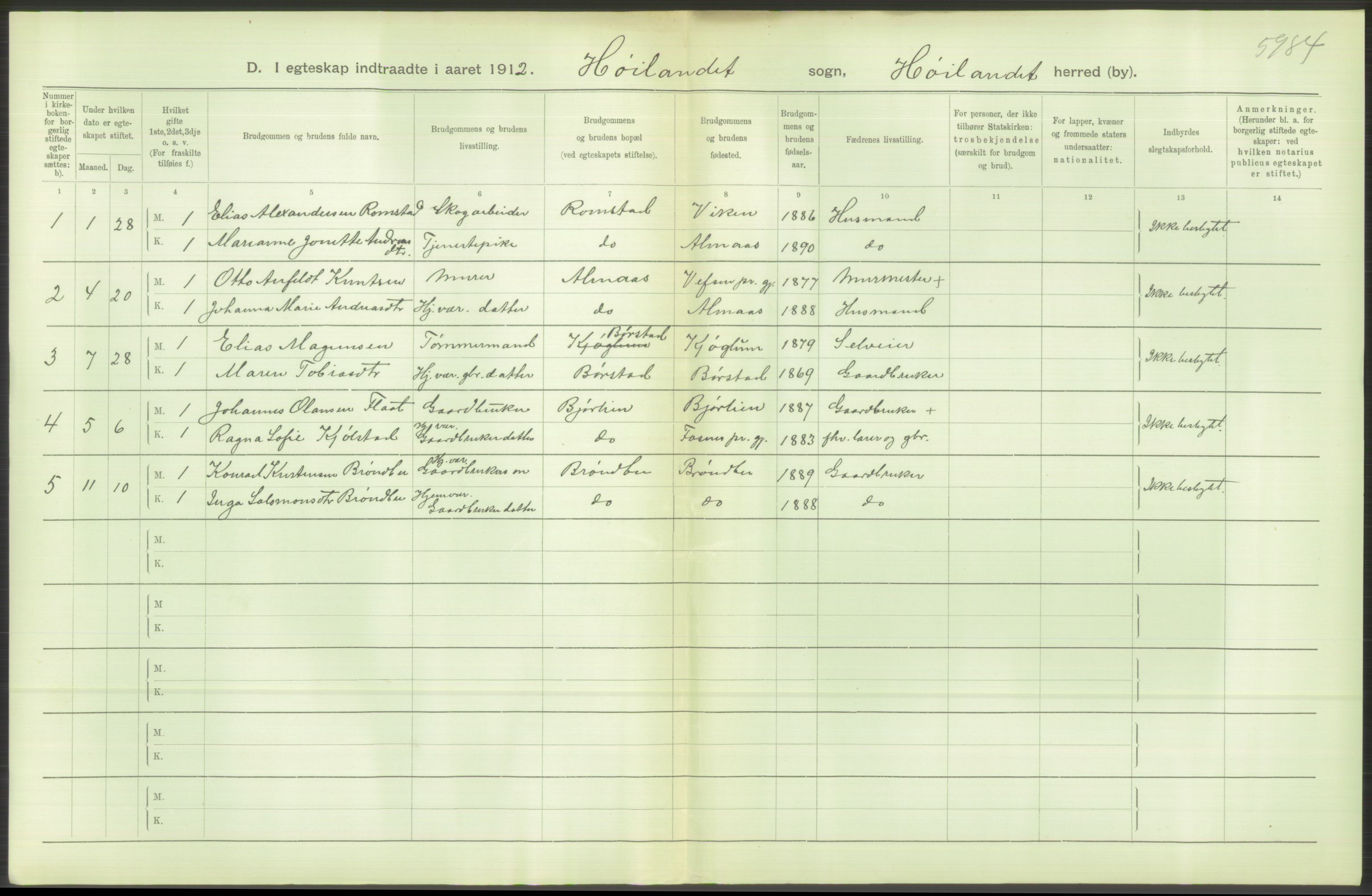 Statistisk sentralbyrå, Sosiodemografiske emner, Befolkning, AV/RA-S-2228/D/Df/Dfb/Dfbb/L0045: N. Trondhjems amt: Gifte, døde, dødfødte. Bygder og byer., 1912, s. 548