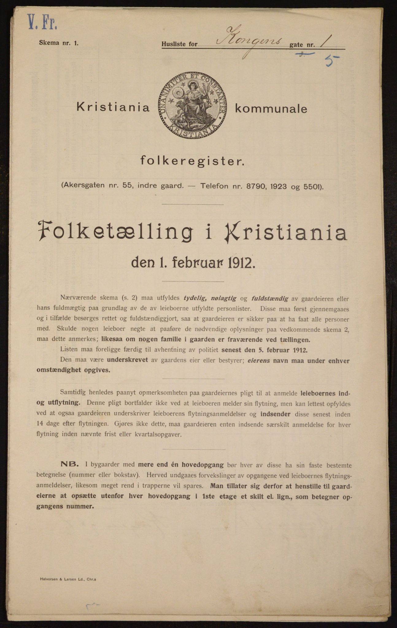 OBA, Kommunal folketelling 1.2.1912 for Kristiania, 1912, s. 52671