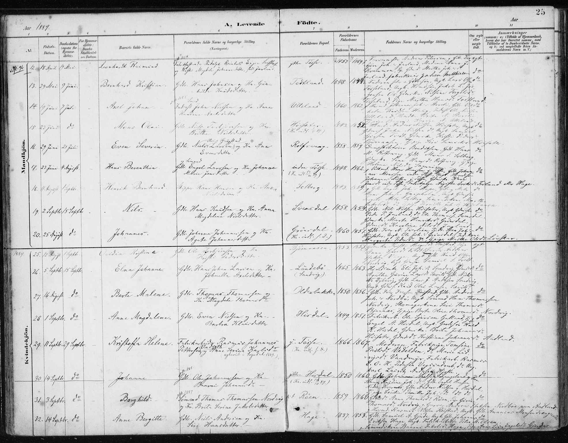 Samnanger Sokneprestembete, AV/SAB-A-77501/H/Haa: Ministerialbok nr. A 1, 1885-1901, s. 25