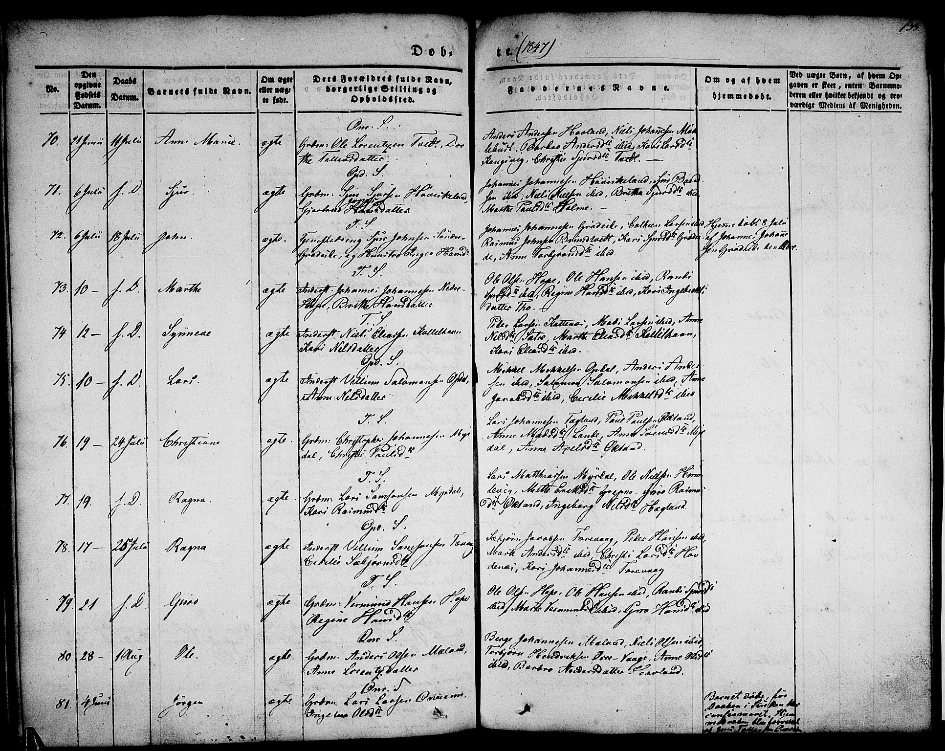 Tysnes sokneprestembete, AV/SAB-A-78601/H/Haa: Ministerialbok nr. A 9, 1837-1848, s. 133