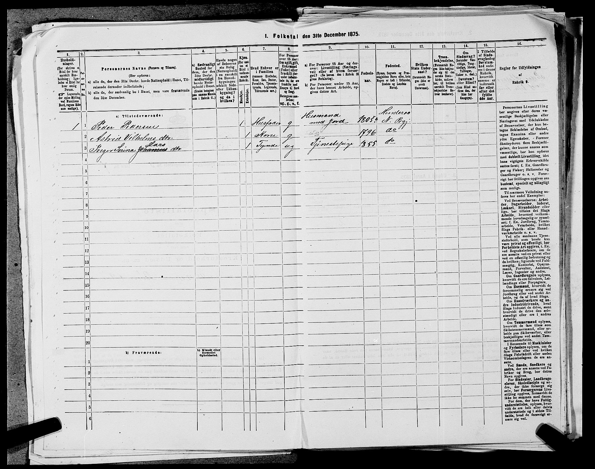 SAST, Folketelling 1875 for 1139P Nedstrand prestegjeld, 1875, s. 456