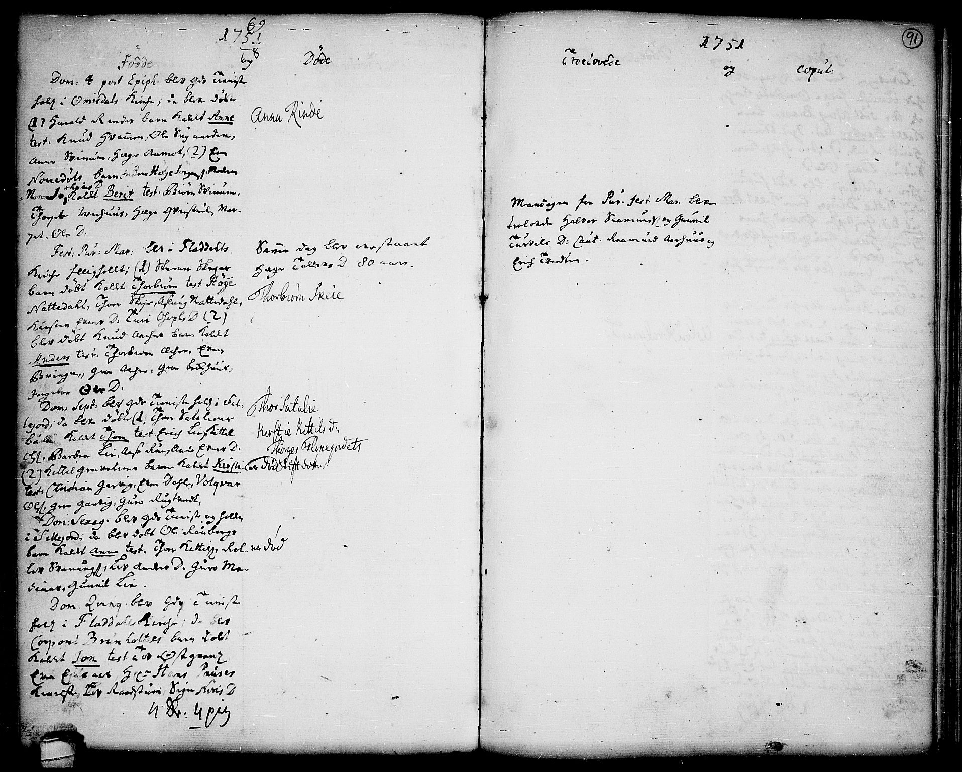 Seljord kirkebøker, SAKO/A-20/F/Fa/L0006: Ministerialbok nr. I 6, 1744-1755, s. 91