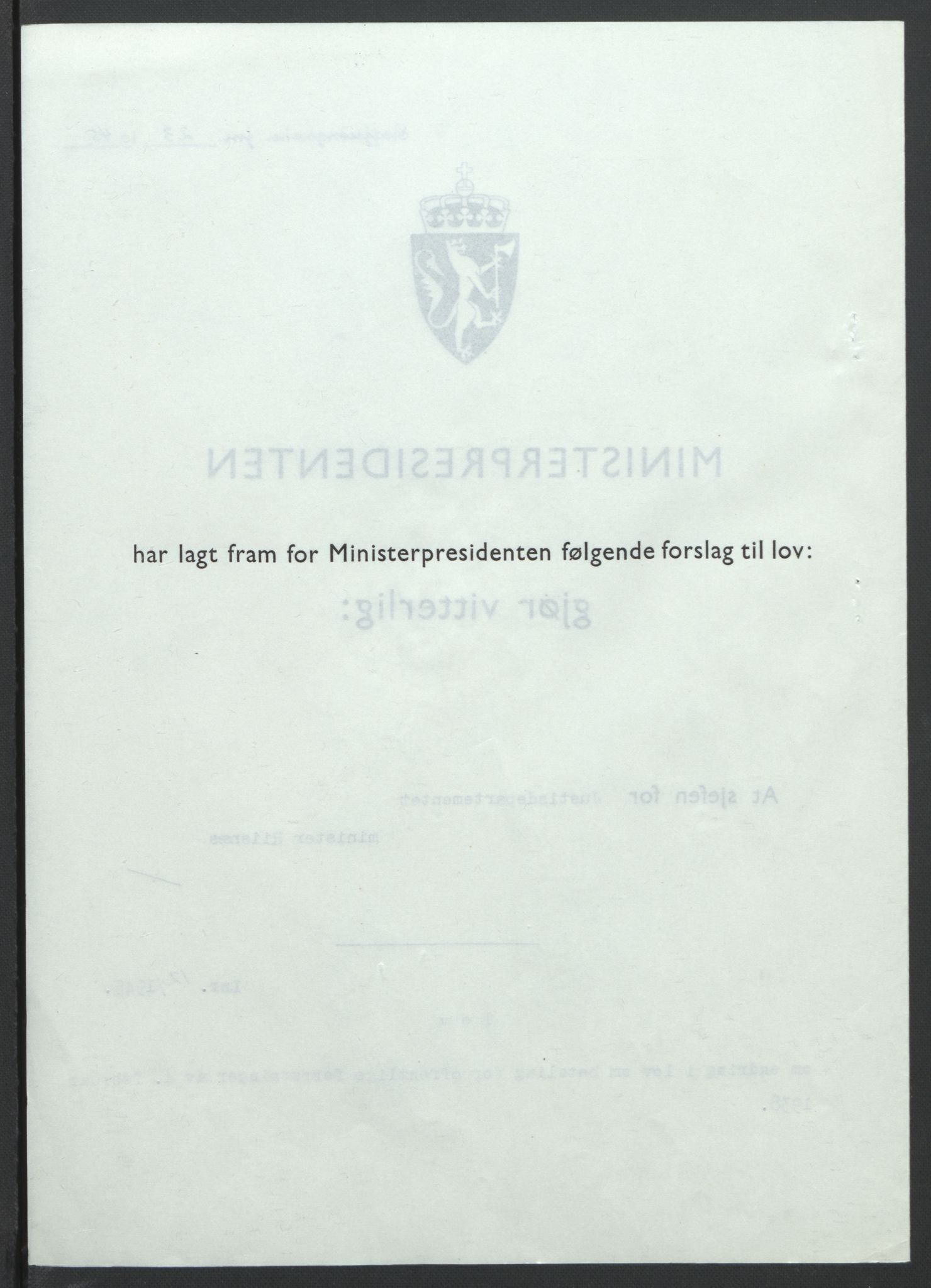NS-administrasjonen 1940-1945 (Statsrådsekretariatet, de kommisariske statsråder mm), AV/RA-S-4279/D/Db/L0101/0001: -- / Lover og vedtak, 1945, s. 50