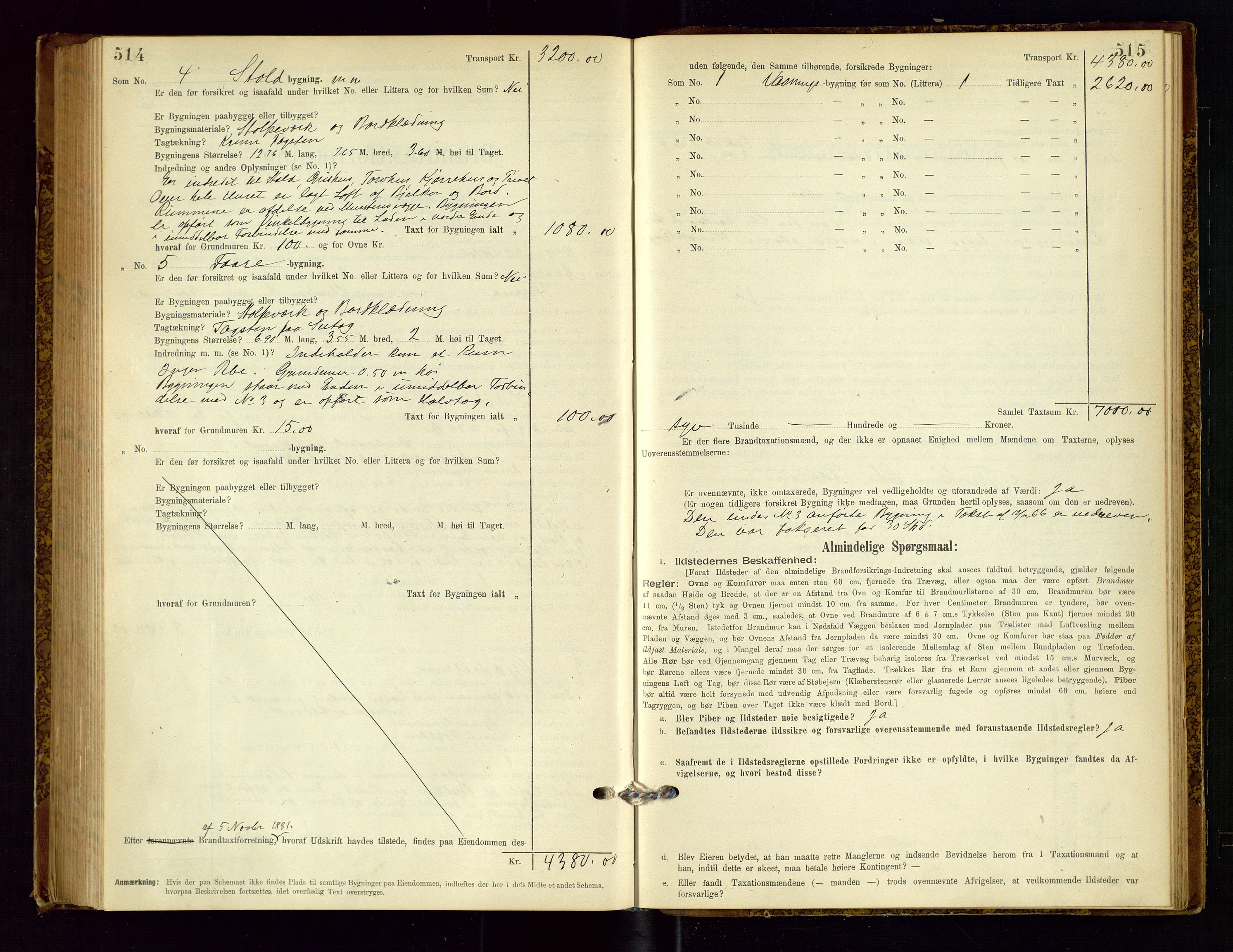 Time lensmannskontor, SAST/A-100420/Gob/L0001: Branntakstprotokoll, 1896-1914, s. 514-515