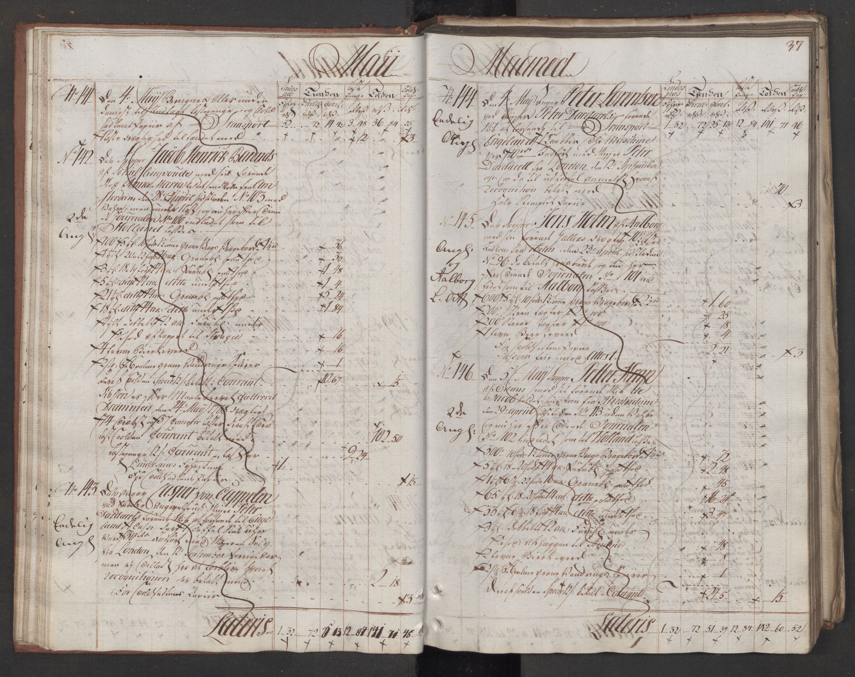 Generaltollkammeret, tollregnskaper, RA/EA-5490/R08/L0159/0001: Tollregnskaper Drammen / Utgående tollbok, 1790, s. 36b-37a